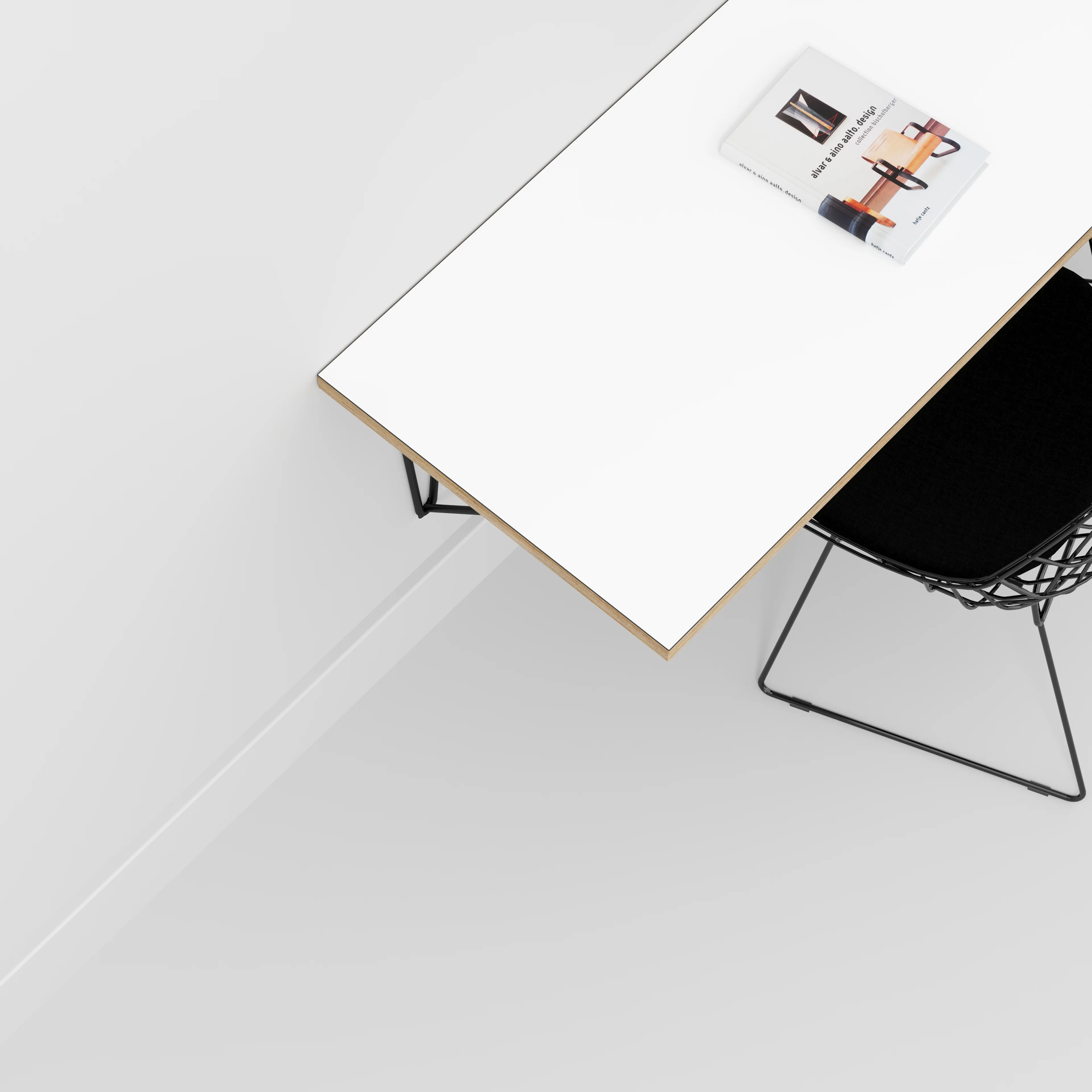 Plywood Wall Desk with Black Prism Brackets - Formica White - 1200(w) x 600(d) - Image 3