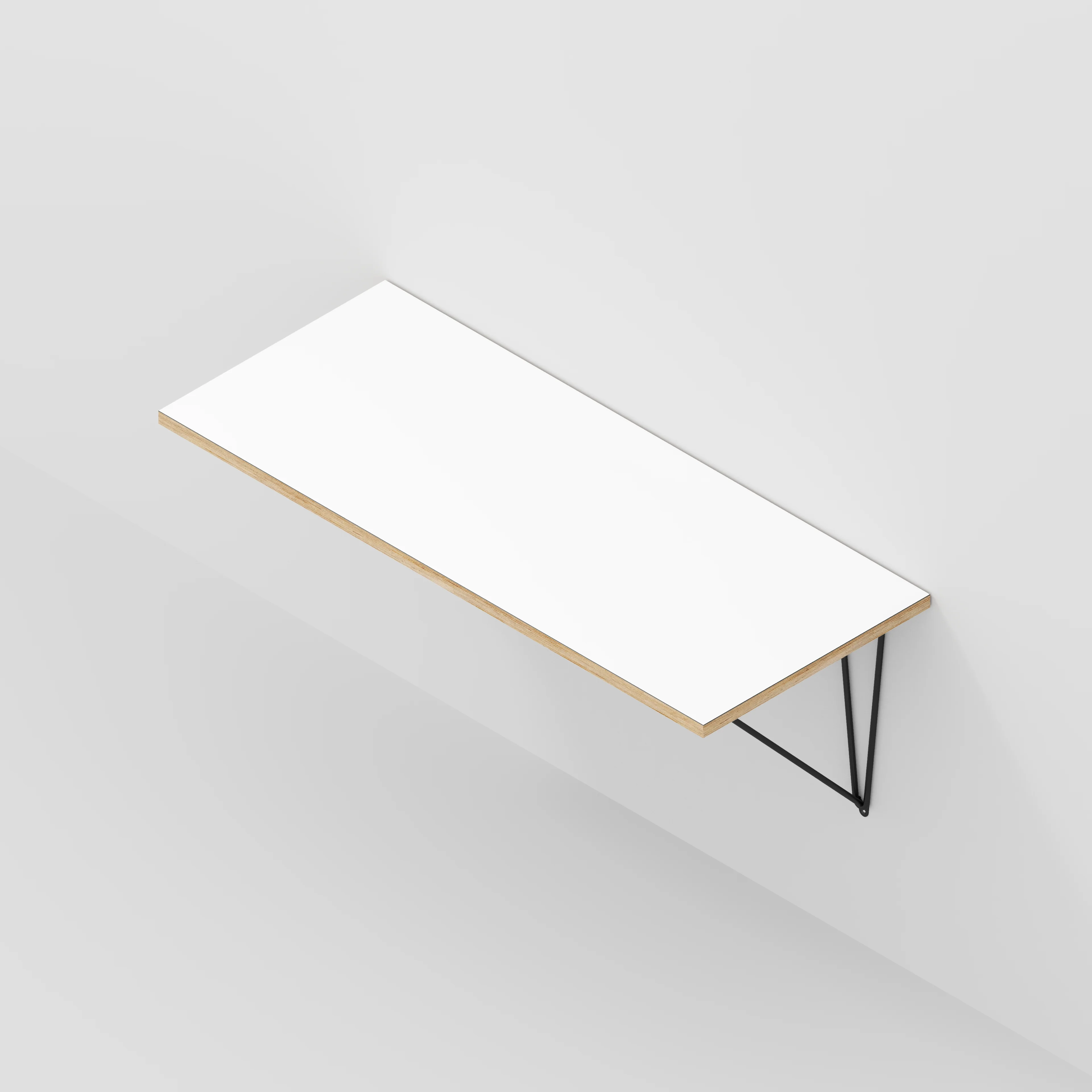 Plywood Wall Desk with Black Prism Brackets - Formica White - 1200(w) x 600(d) - Image 5