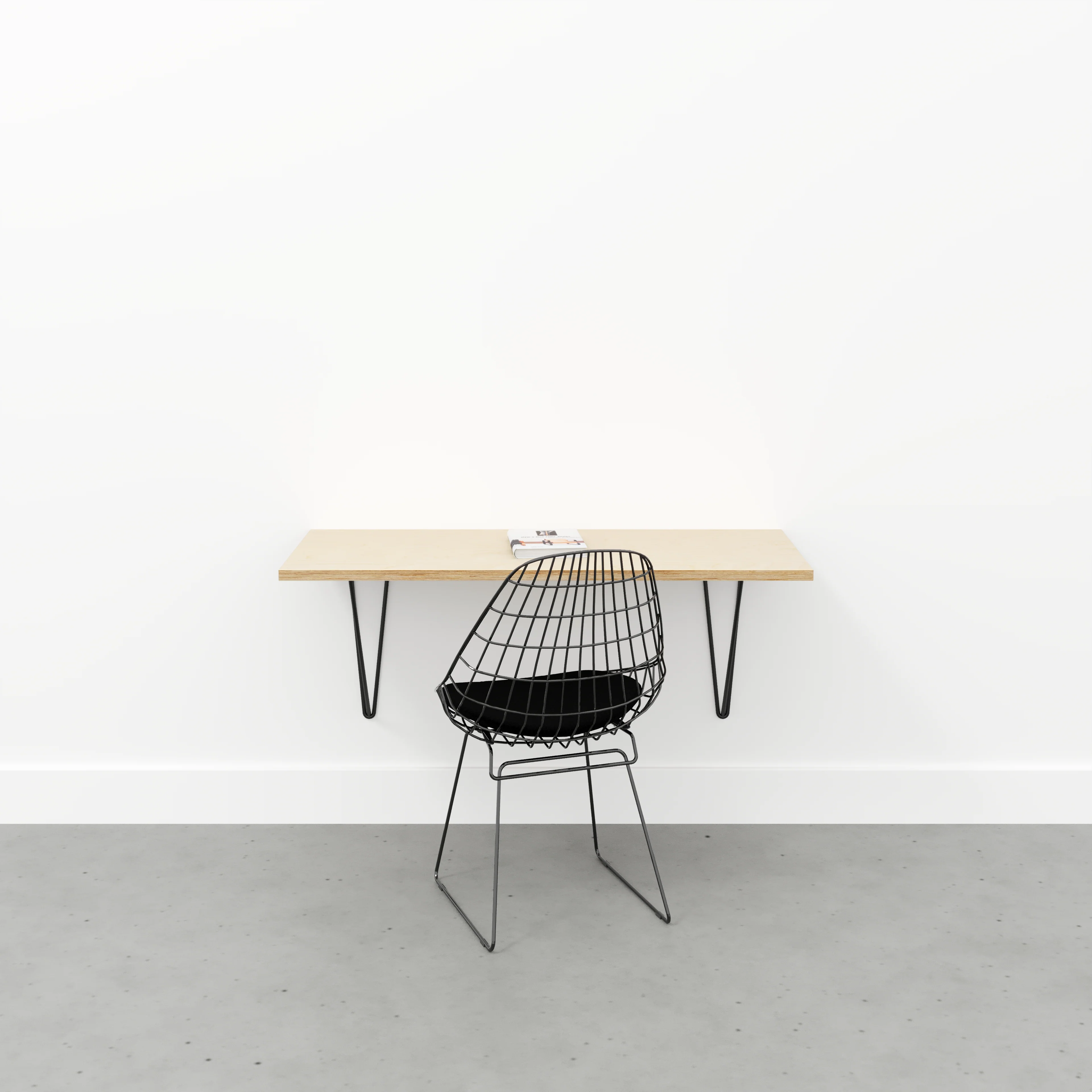 Plywood Wall Desk with Black Prism Brackets - Plywood Birch - 1200(w) x 600(d) - Image 2