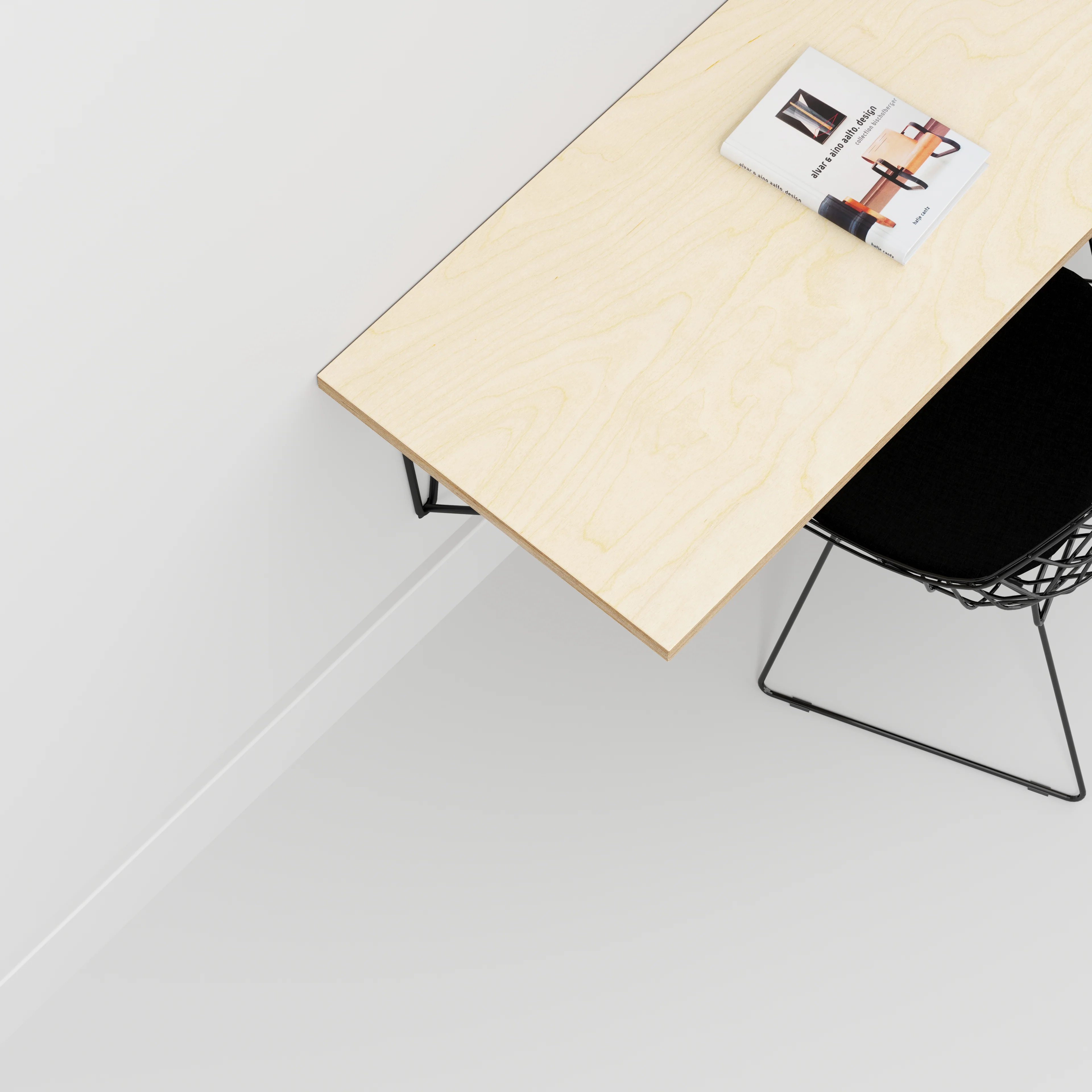Plywood Wall Desk with Black Prism Brackets - Plywood Birch - 1200(w) x 600(d) - Image 3