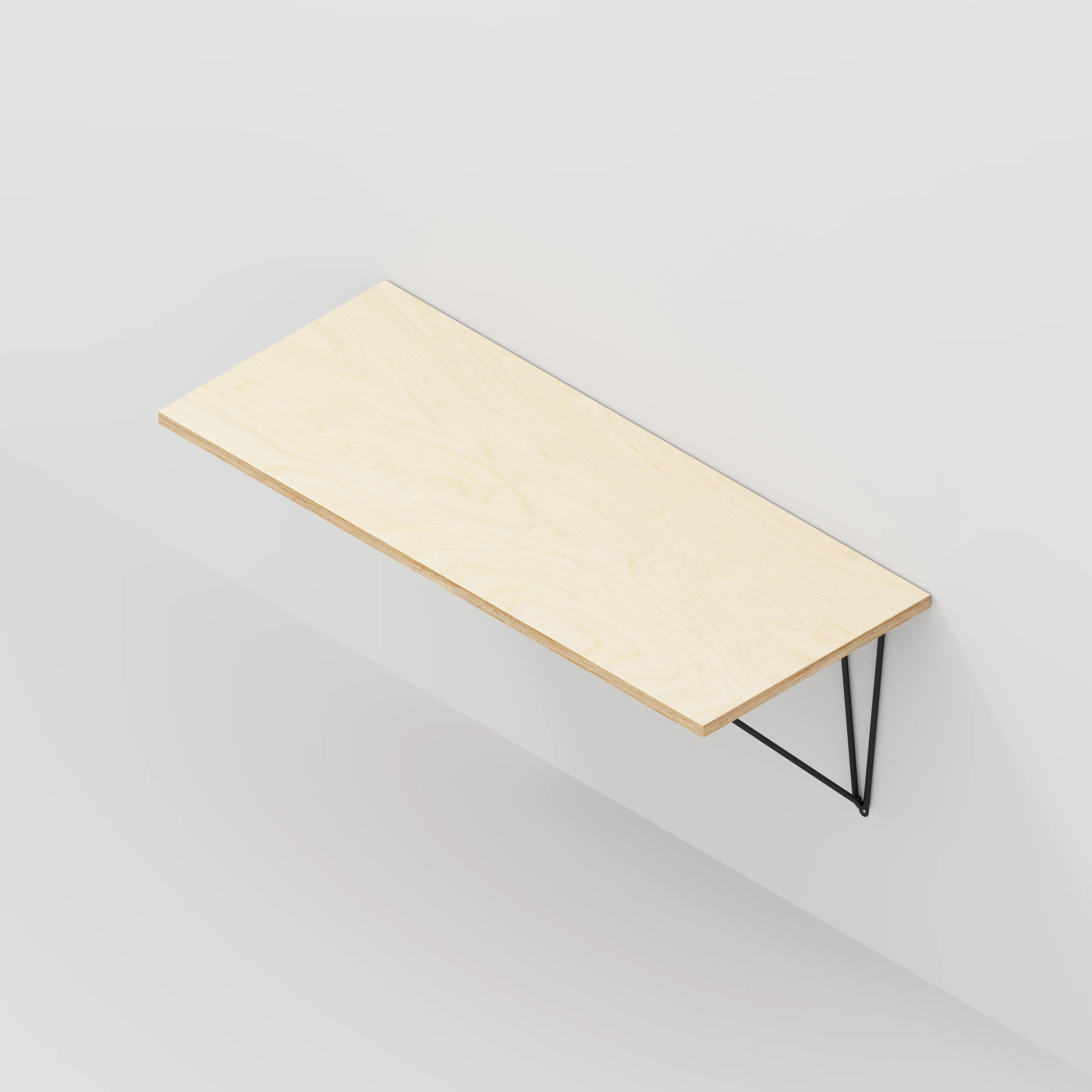 Plywood Wall Desk with Black Prism Brackets - Plywood Birch - 1200(w) x 600(d) - Image 5