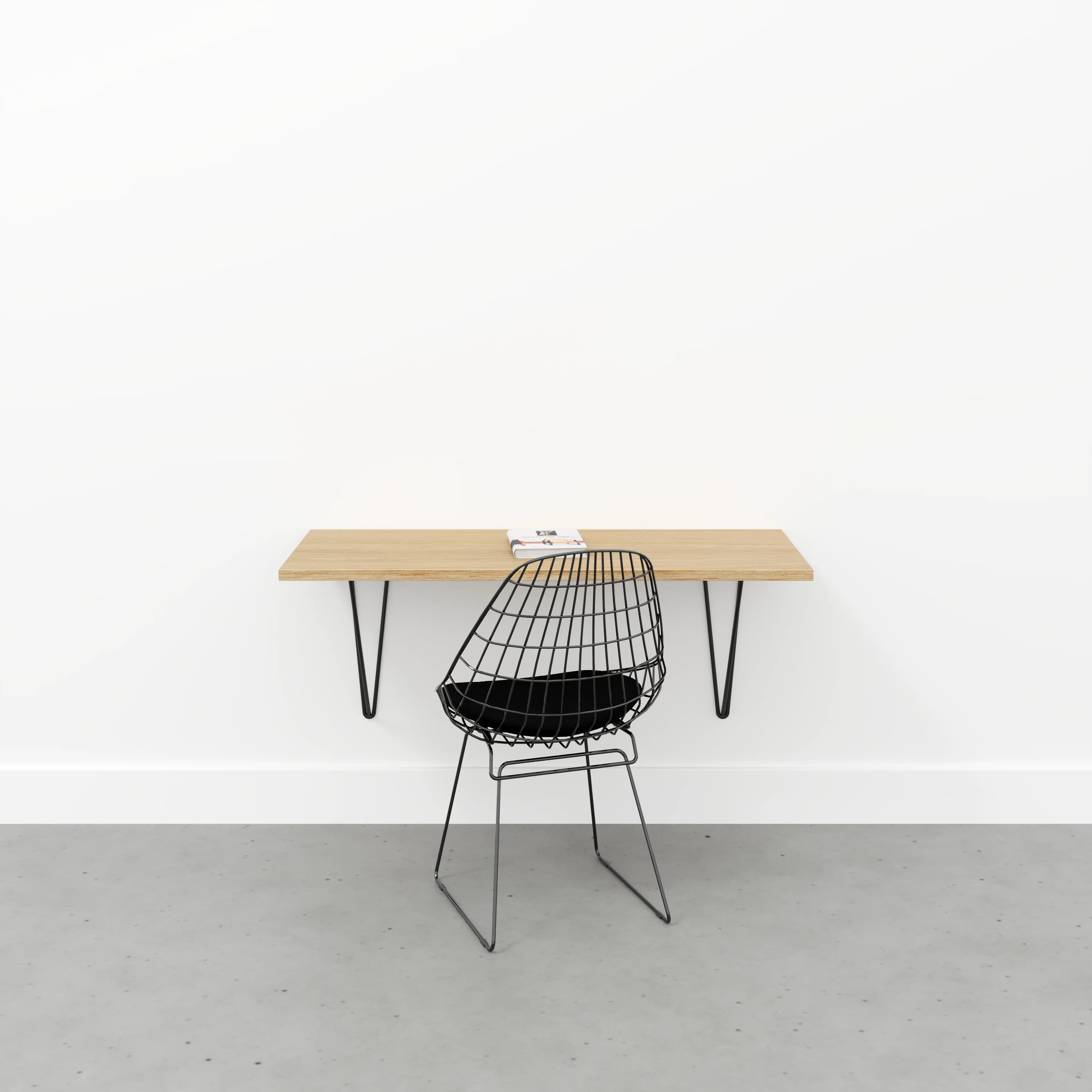 Plywood Wall Desk with Black Prism Brackets - Plywood Oak - 1200(w) x 600(d) - Image 2