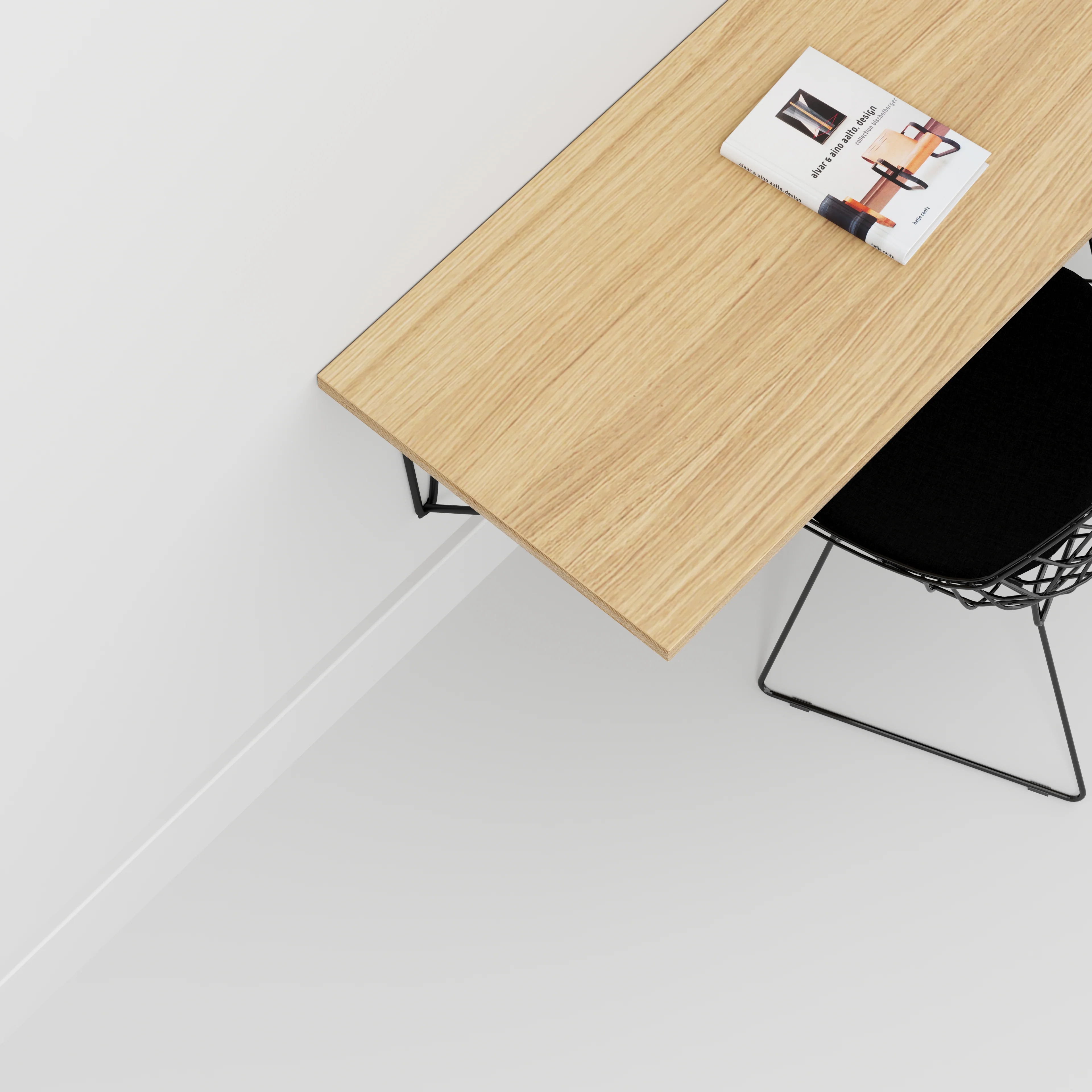 Plywood Wall Desk with Black Prism Brackets - Plywood Oak - 1200(w) x 600(d) - Image 3