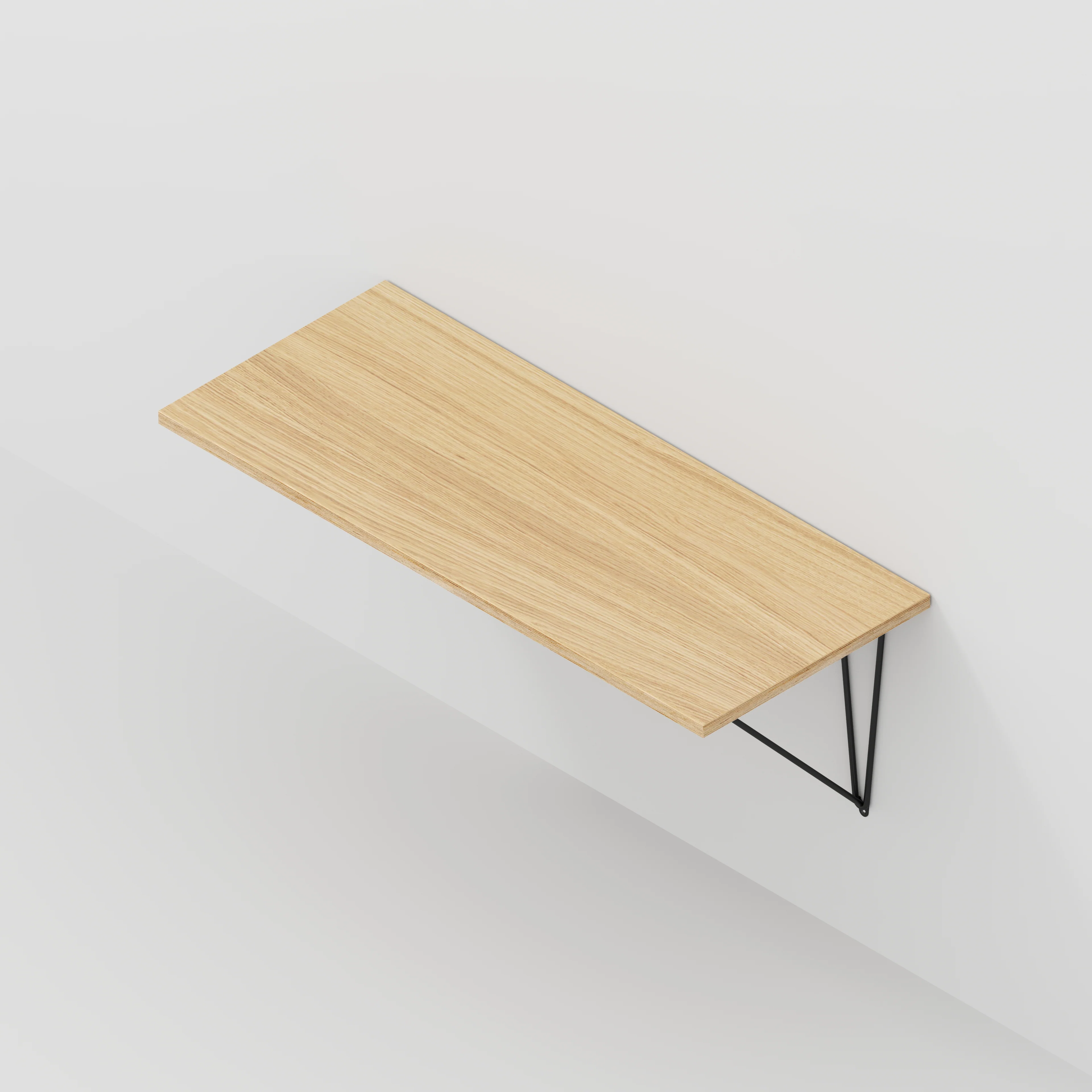 Plywood Wall Desk with Black Prism Brackets - Plywood Oak - 1200(w) x 600(d) - Image 5