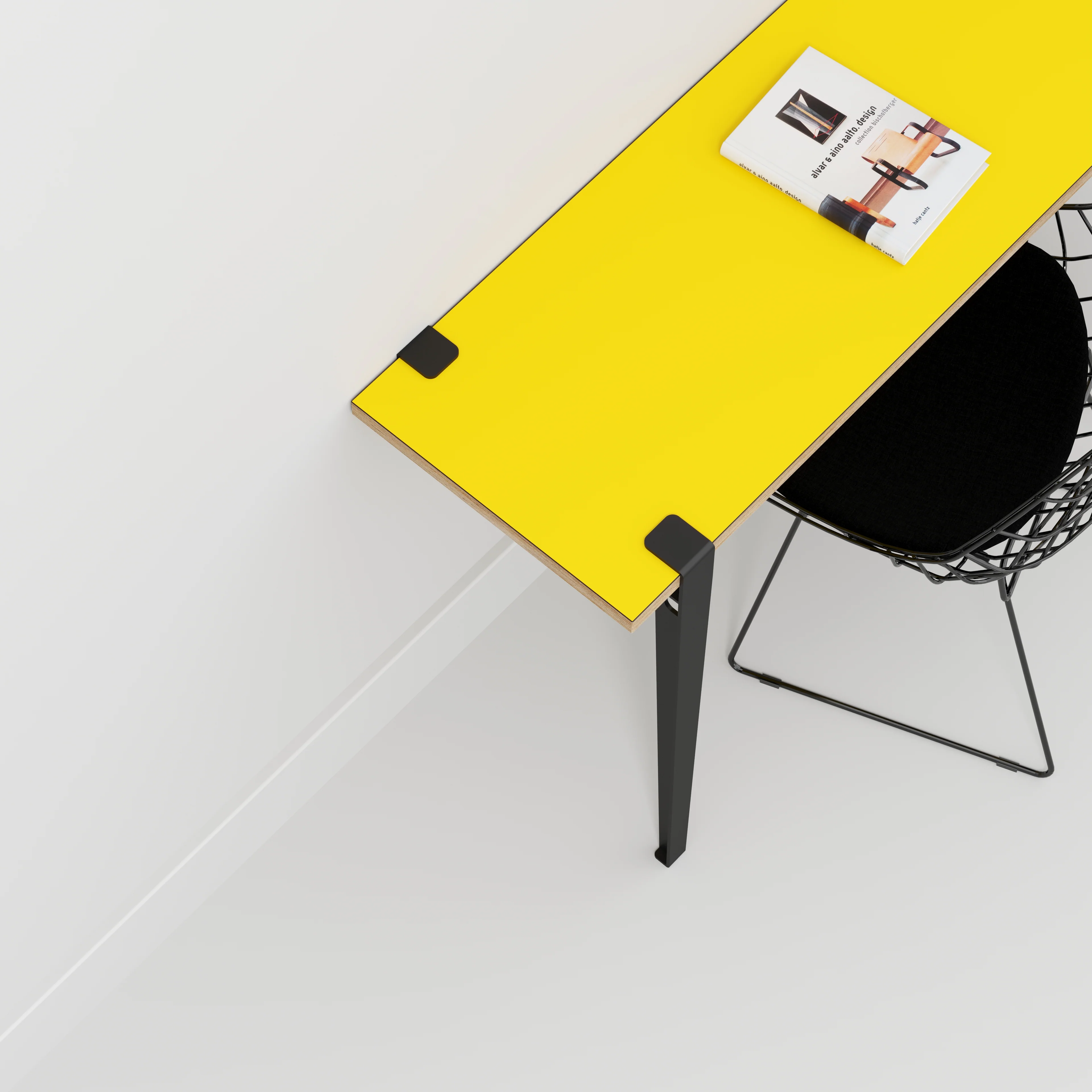 Plywood Wall Desk with Black Tiptoe Legs and Tiptoe Wall Brackets - Formica Chrome Yellow - 1200(w) x 400(d) x 750(h) - Image 3