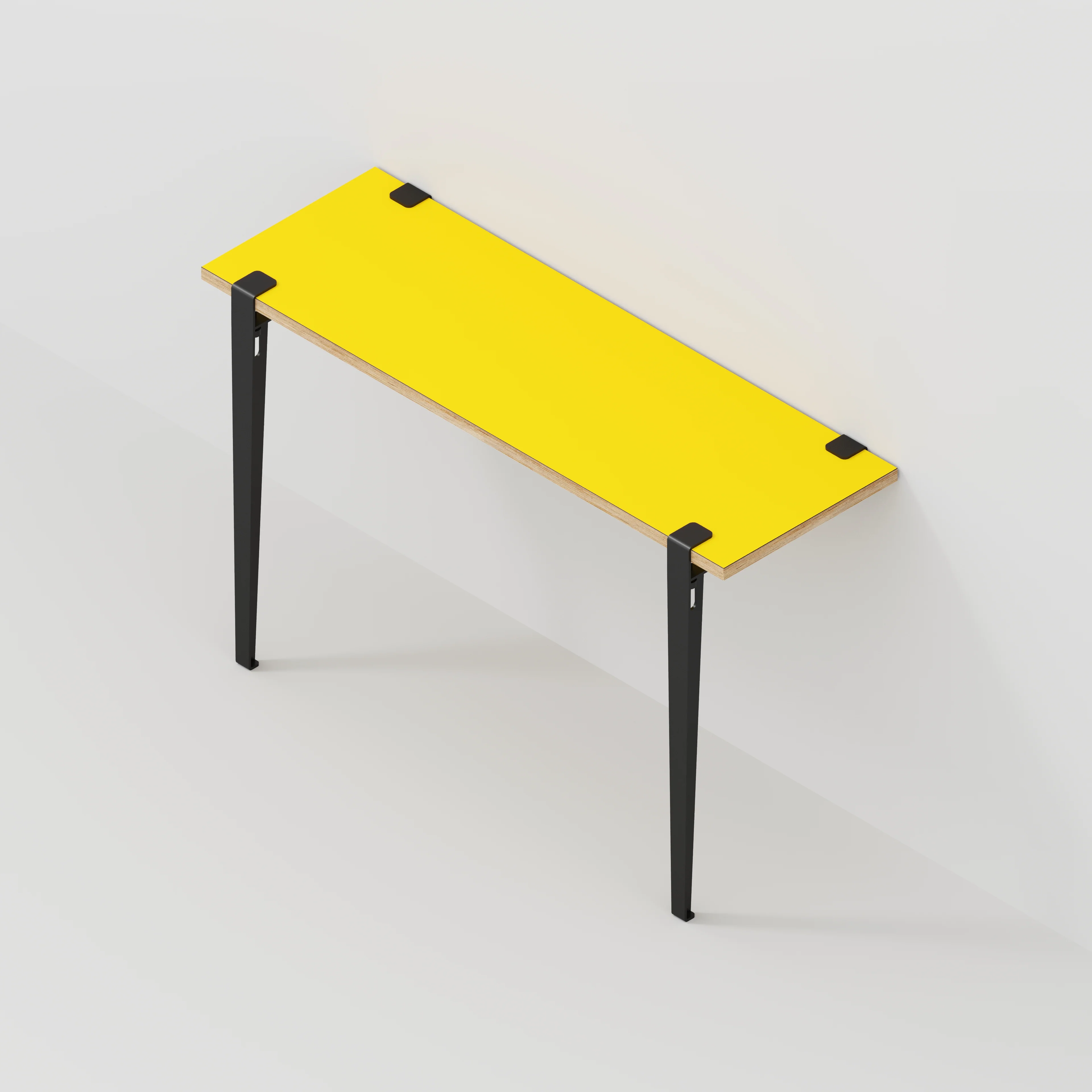 Plywood Wall Desk with Black Tiptoe Legs and Tiptoe Wall Brackets - Formica Chrome Yellow - 1200(w) x 400(d) x 750(h) - Image 5