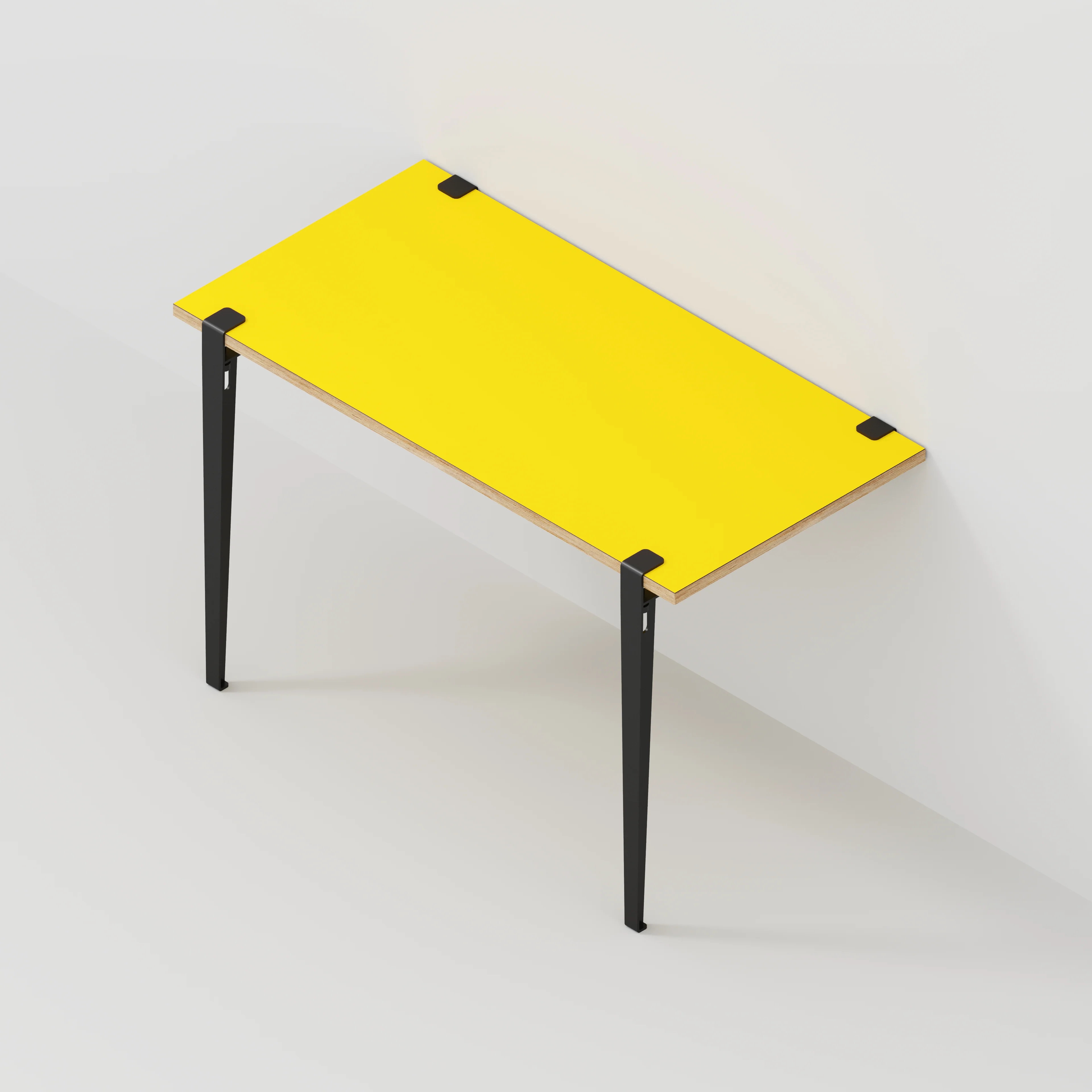 Plywood Wall Desk with Black Tiptoe Legs and Tiptoe Wall Brackets - Formica Chrome Yellow - 1200(w) x 600(d) x 750(h) - Image 5