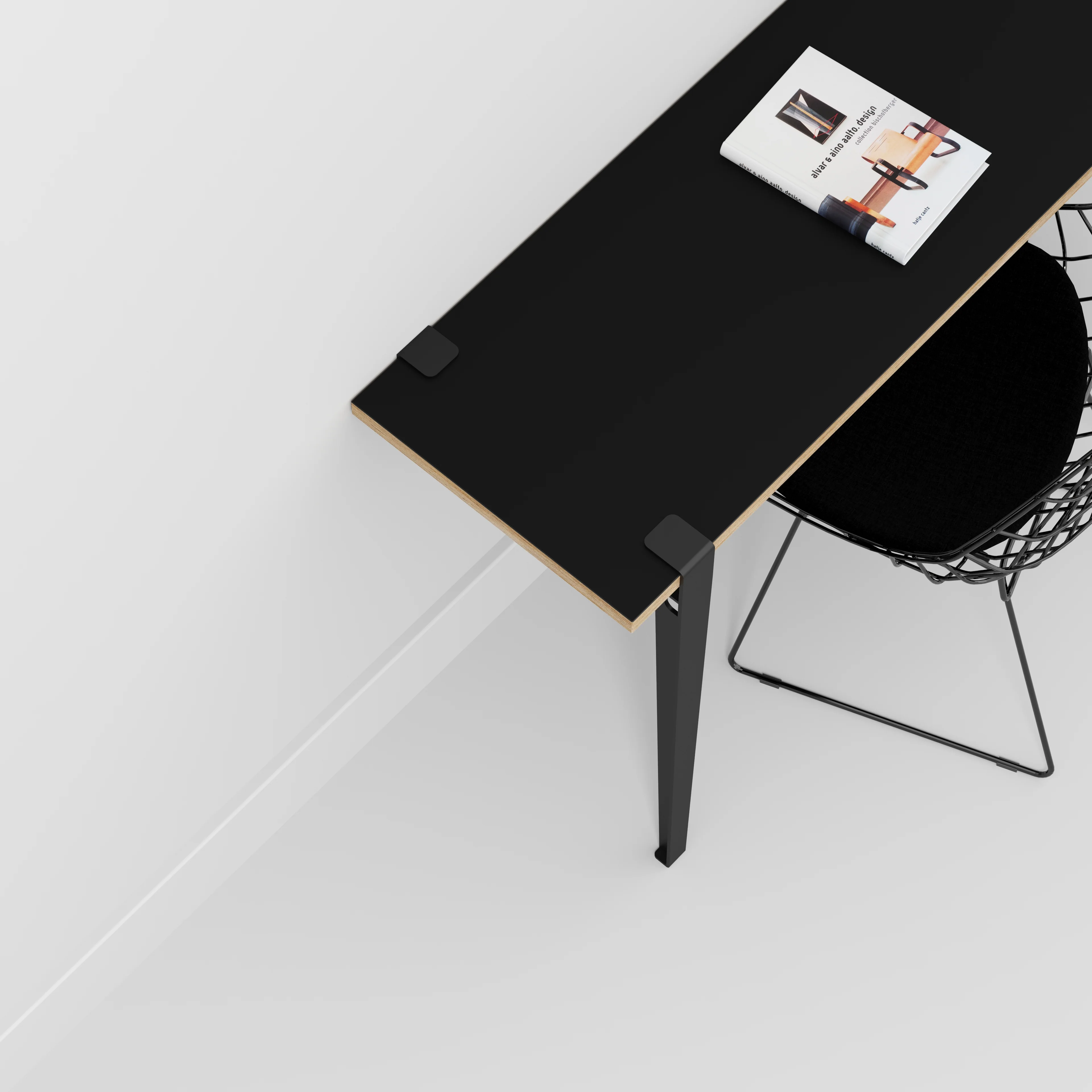 Plywood Wall Desk with Black Tiptoe Legs and Tiptoe Wall Brackets - Formica Diamond Black - 1200(w) x 400(d) x 750(h) - Image 3