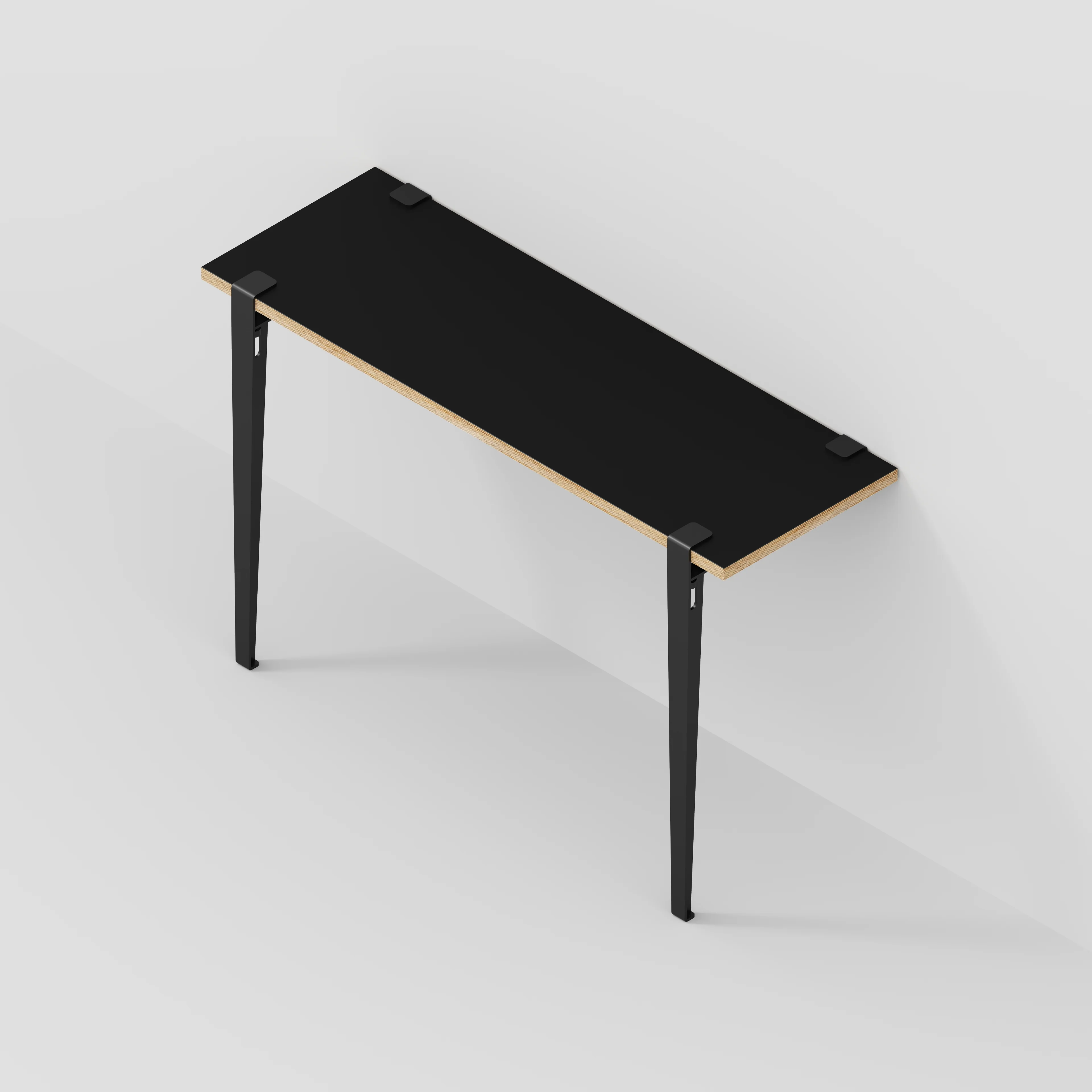 Plywood Wall Desk with Black Tiptoe Legs and Tiptoe Wall Brackets - Formica Diamond Black - 1200(w) x 400(d) x 750(h) - Image 5