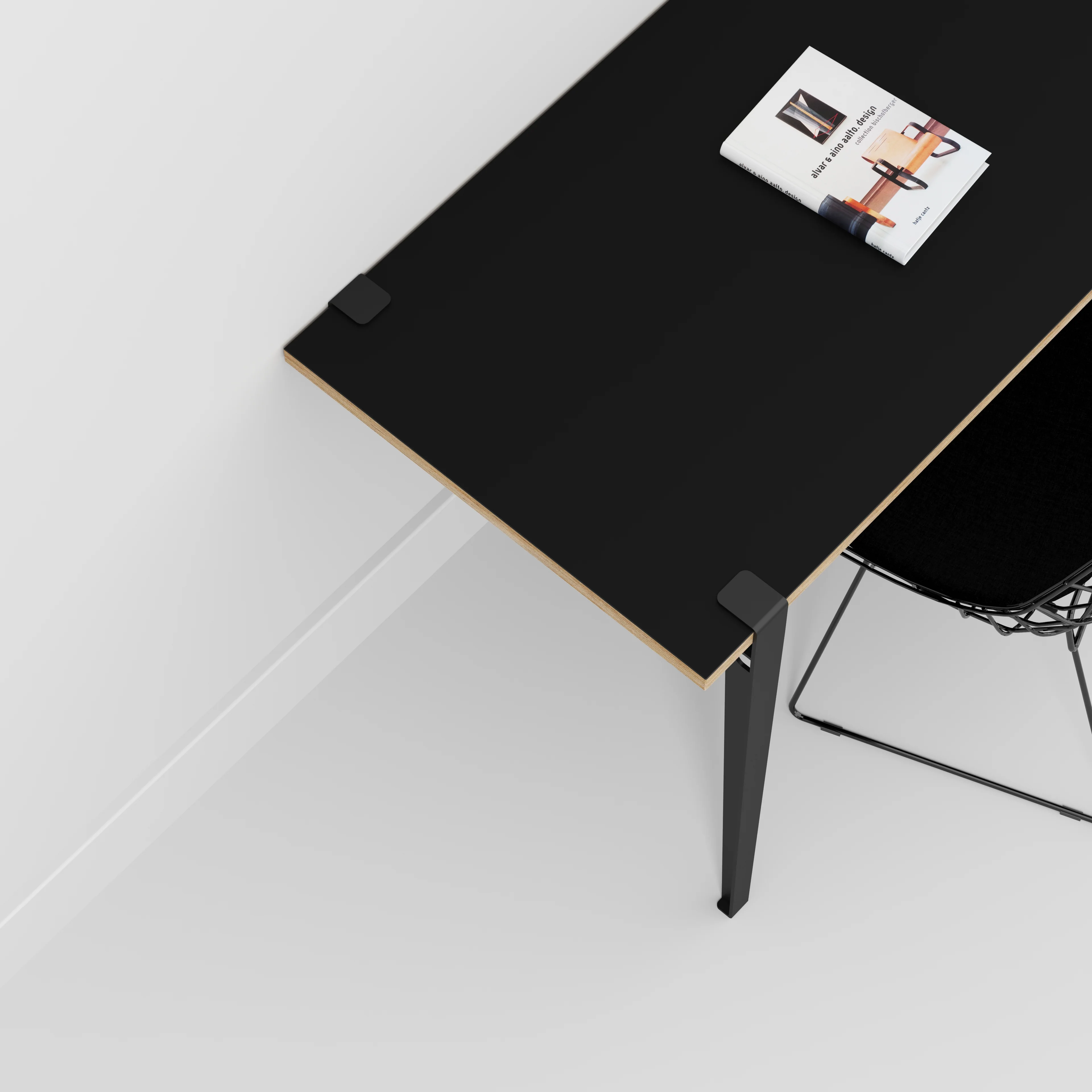 Plywood Wall Desk with Black Tiptoe Legs and Tiptoe Wall Brackets - Formica Diamond Black - 1200(w) x 600(d) x 750(h) - Image 3