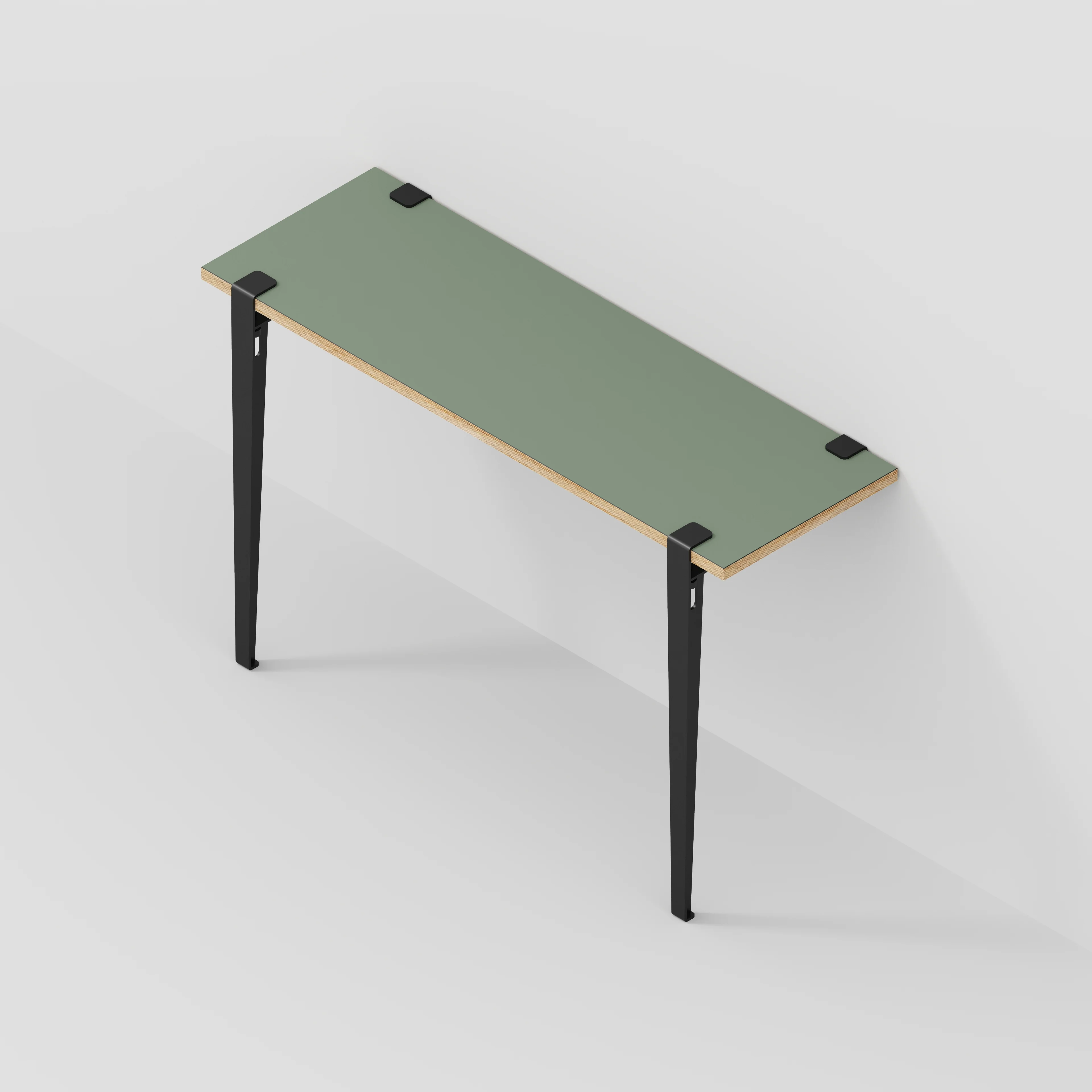 Plywood Wall Desk with Black Tiptoe Legs and Tiptoe Wall Brackets - Formica Green Slate - 1200(w) x 400(d) x 750(h) - Image 5