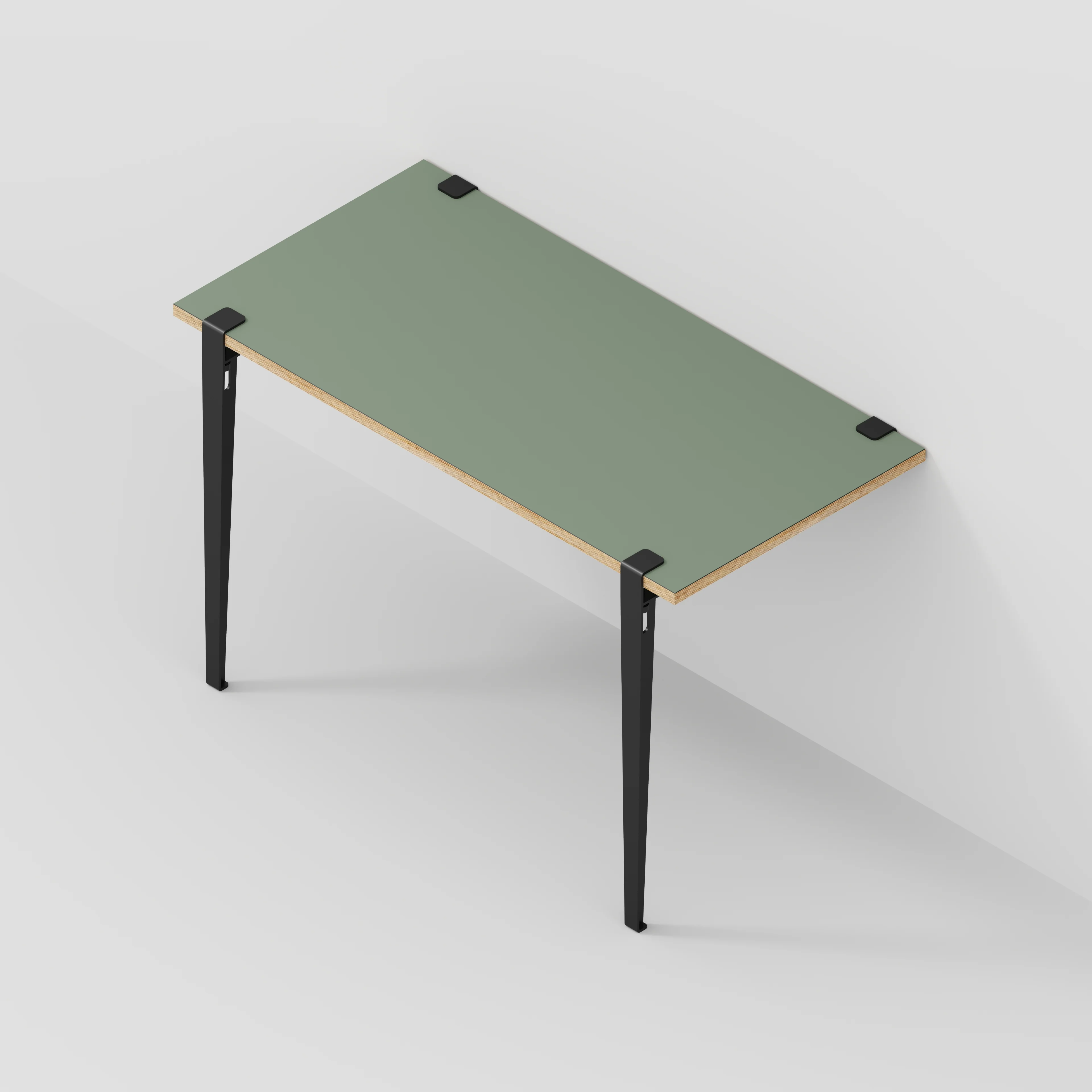 Plywood Wall Desk with Black Tiptoe Legs and Tiptoe Wall Brackets - Formica Green Slate - 1200(w) x 600(d) x 750(h) - Image 5