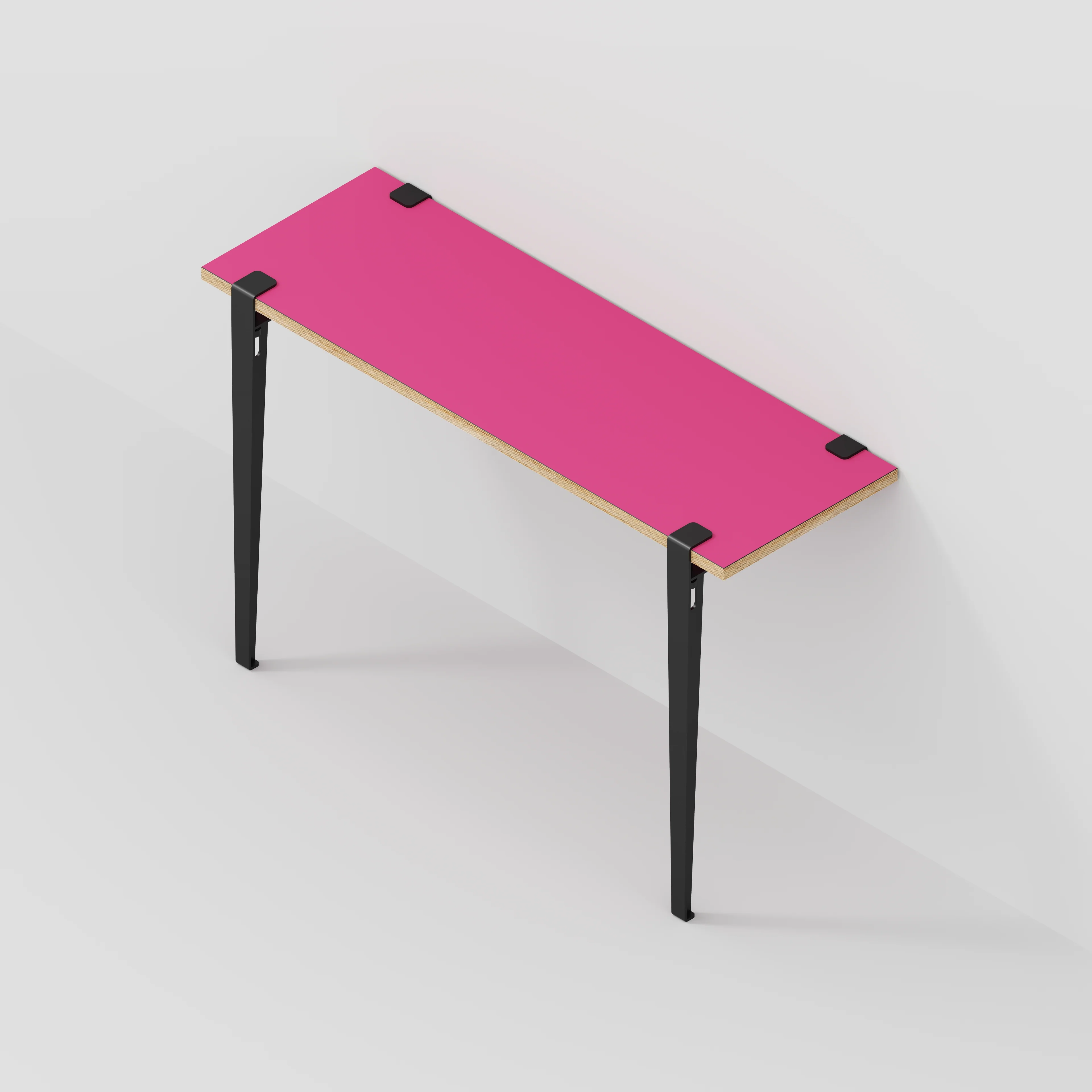 Plywood Wall Desk with Black Tiptoe Legs and Tiptoe Wall Brackets - Formica Juicy Pink - 1200(w) x 400(d) x 750(h) - Image 5
