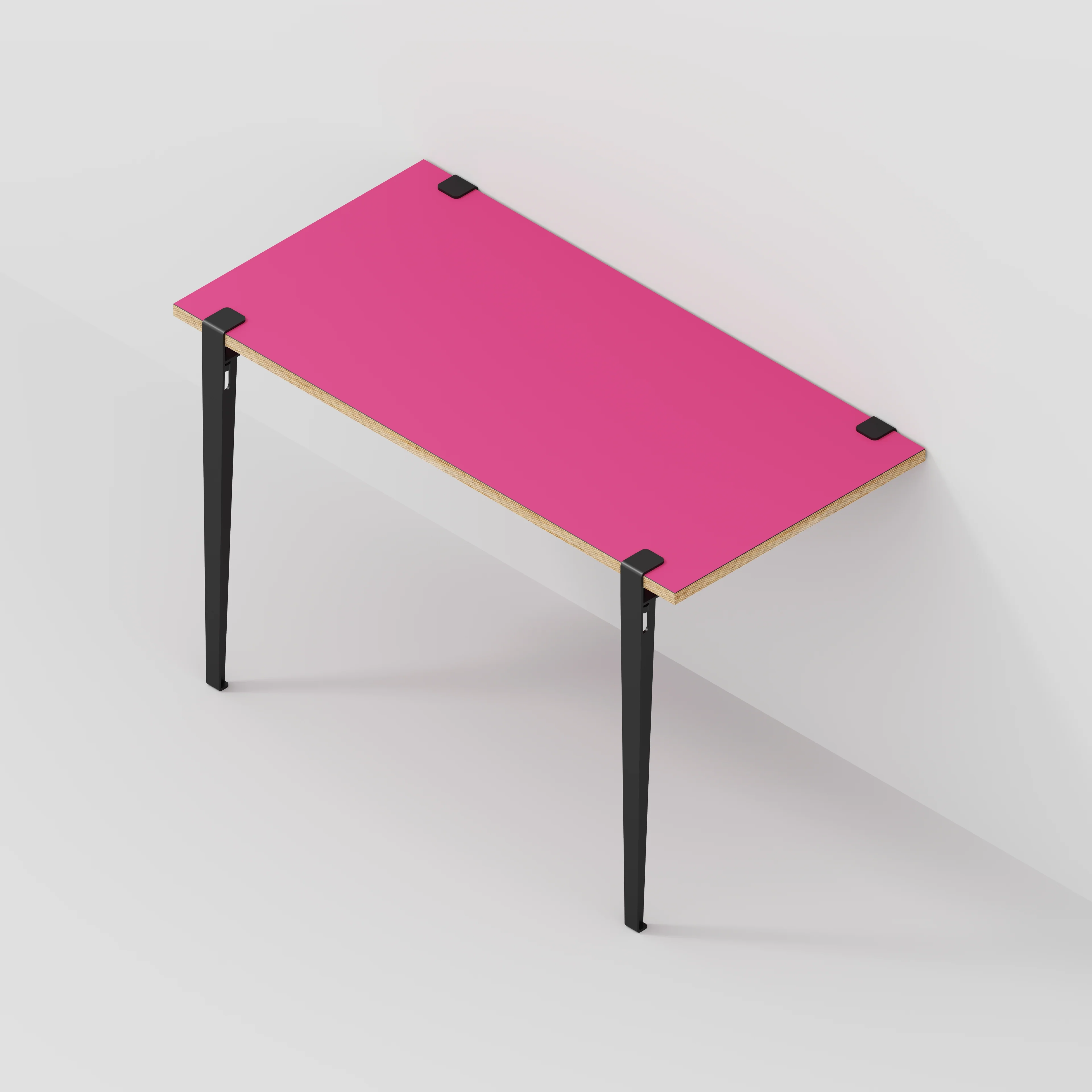 Plywood Wall Desk with Black Tiptoe Legs and Tiptoe Wall Brackets - Formica Juicy Pink - 1200(w) x 600(d) x 750(h) - Image 5