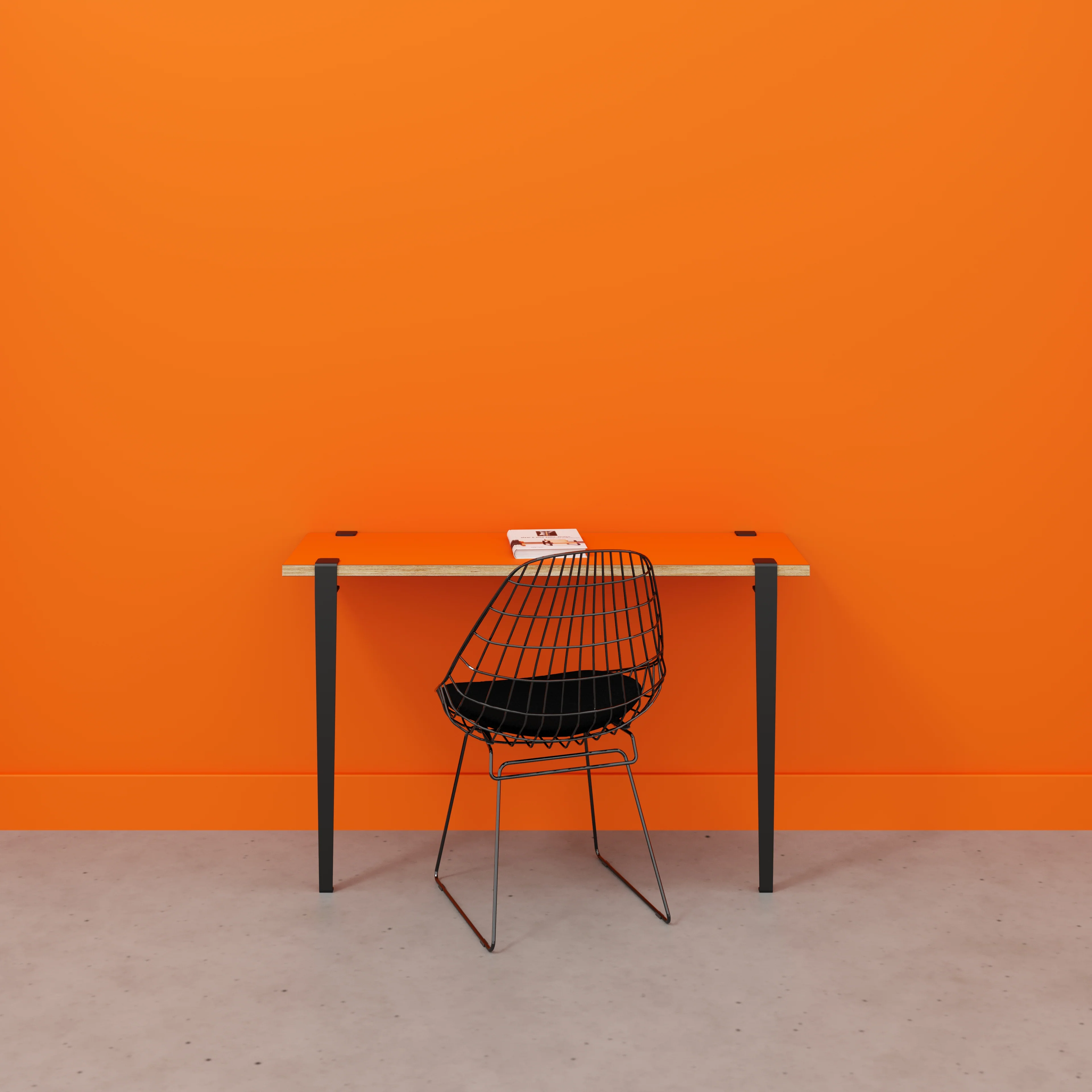 Plywood Wall Desk with Black Tiptoe Legs and Tiptoe Wall Brackets - Formica Levante Orange - 1200(w) x 400(d) x 750(h) - Image 2