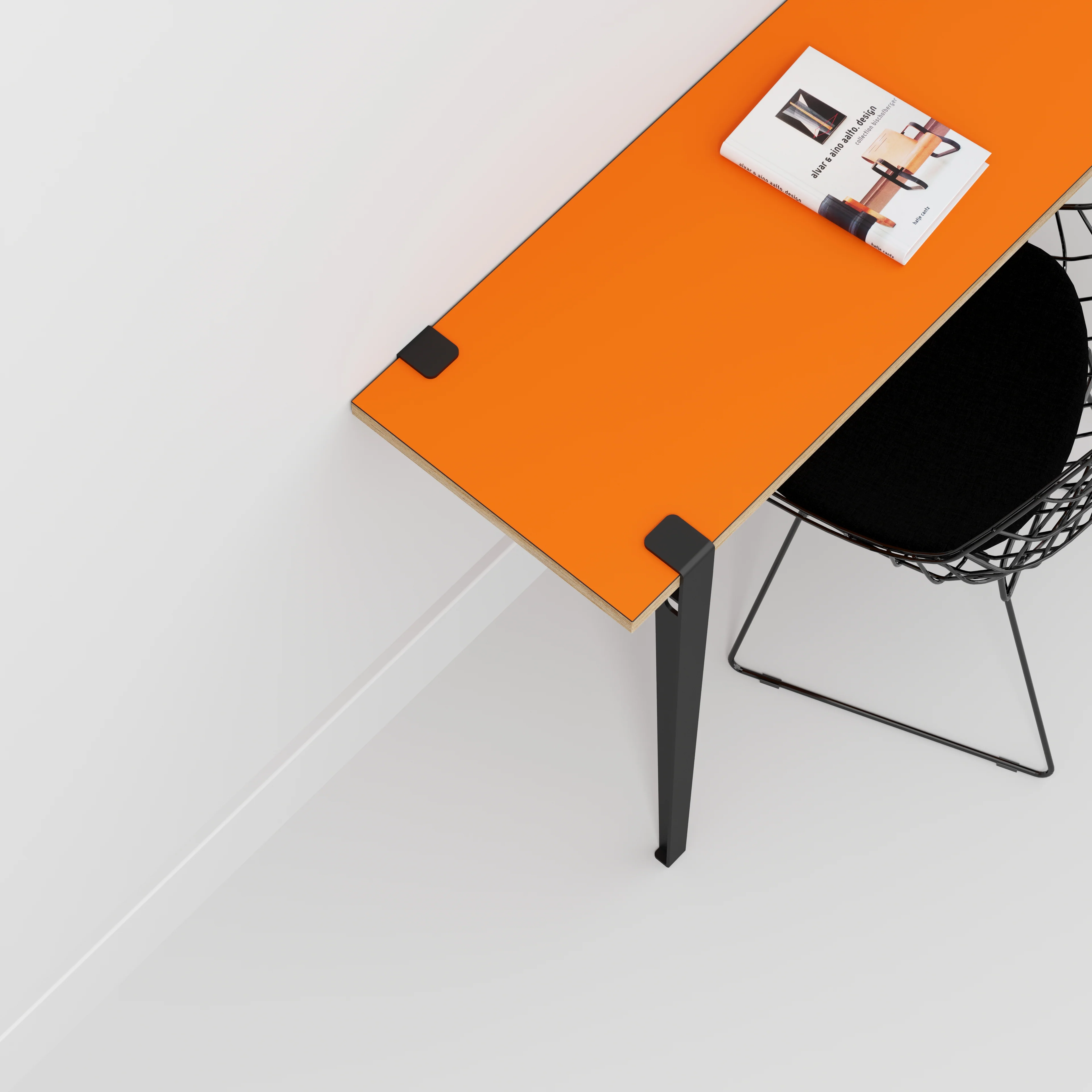 Plywood Wall Desk with Black Tiptoe Legs and Tiptoe Wall Brackets - Formica Levante Orange - 1200(w) x 400(d) x 750(h) - Image 3
