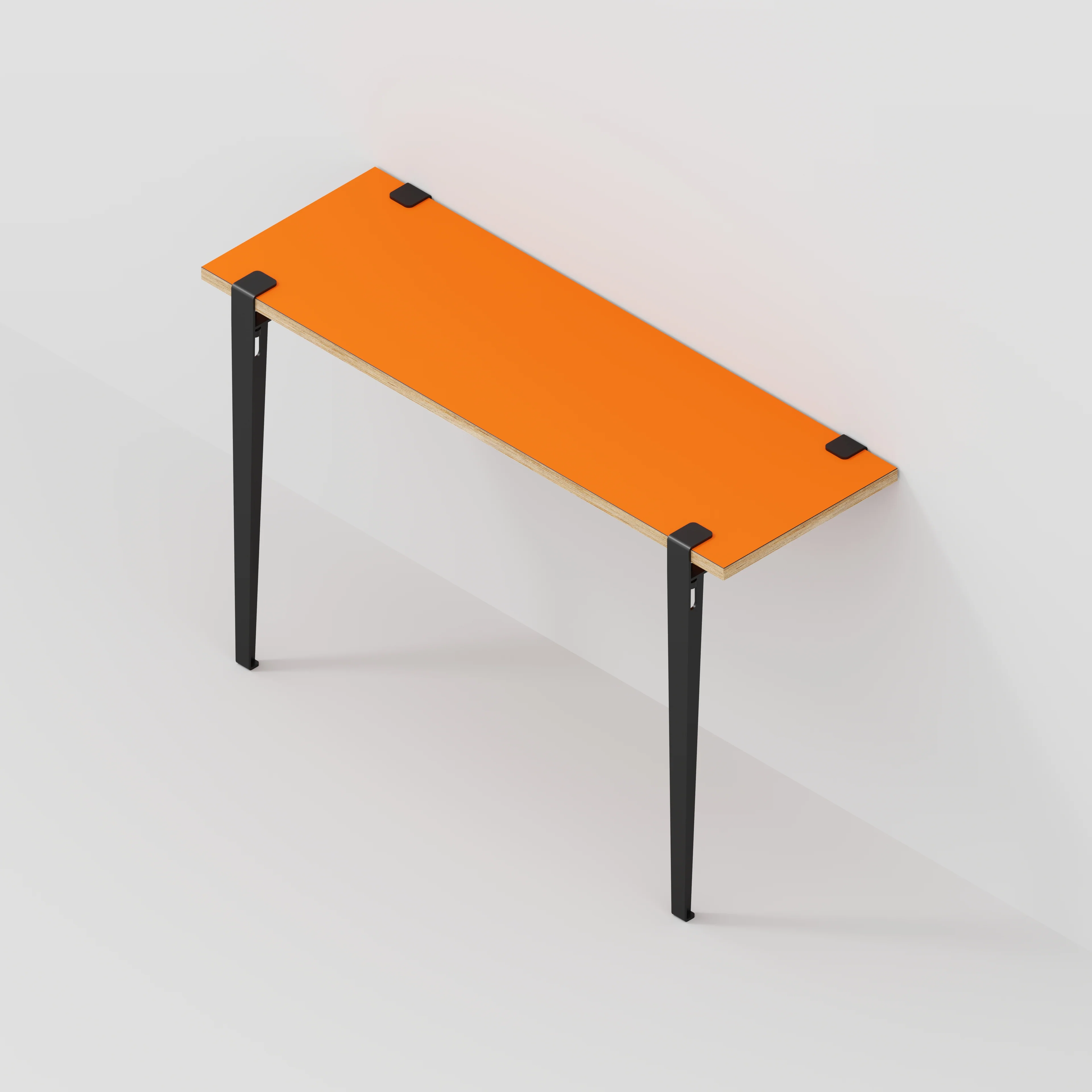 Plywood Wall Desk with Black Tiptoe Legs and Tiptoe Wall Brackets - Formica Levante Orange - 1200(w) x 400(d) x 750(h) - Image 5