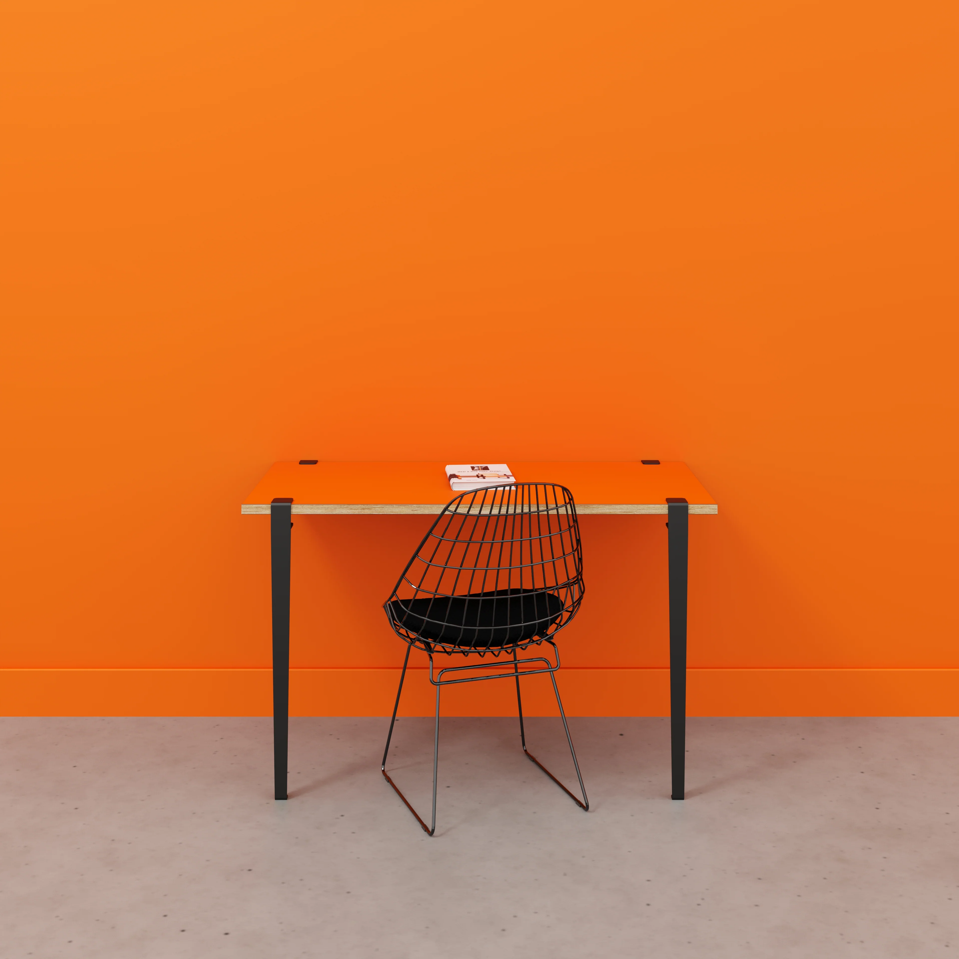 Plywood Wall Desk with Black Tiptoe Legs and Tiptoe Wall Brackets - Formica Levante Orange - 1200(w) x 600(d) x 750(h) - Image 2