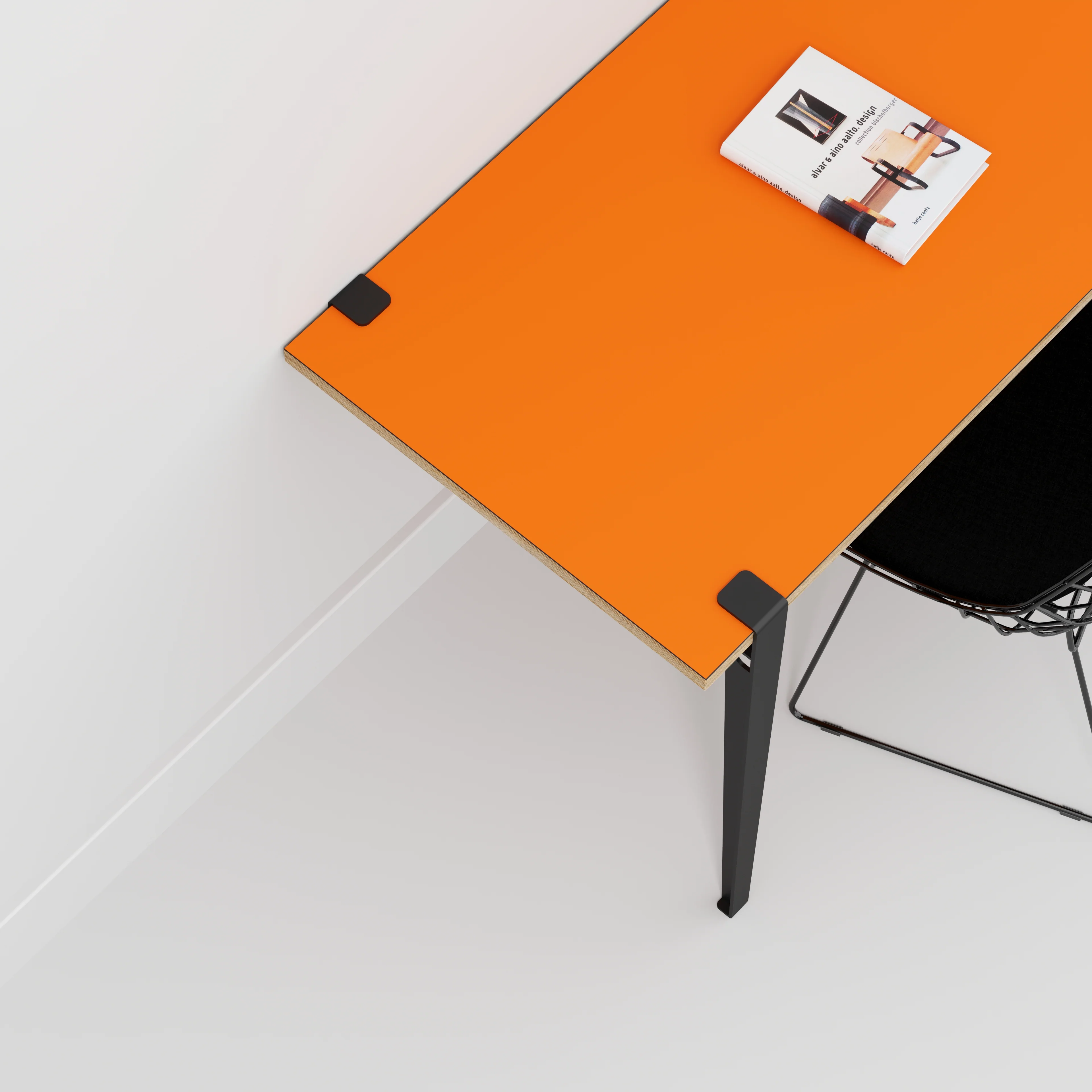 Plywood Wall Desk with Black Tiptoe Legs and Tiptoe Wall Brackets - Formica Levante Orange - 1200(w) x 600(d) x 750(h) - Image 3