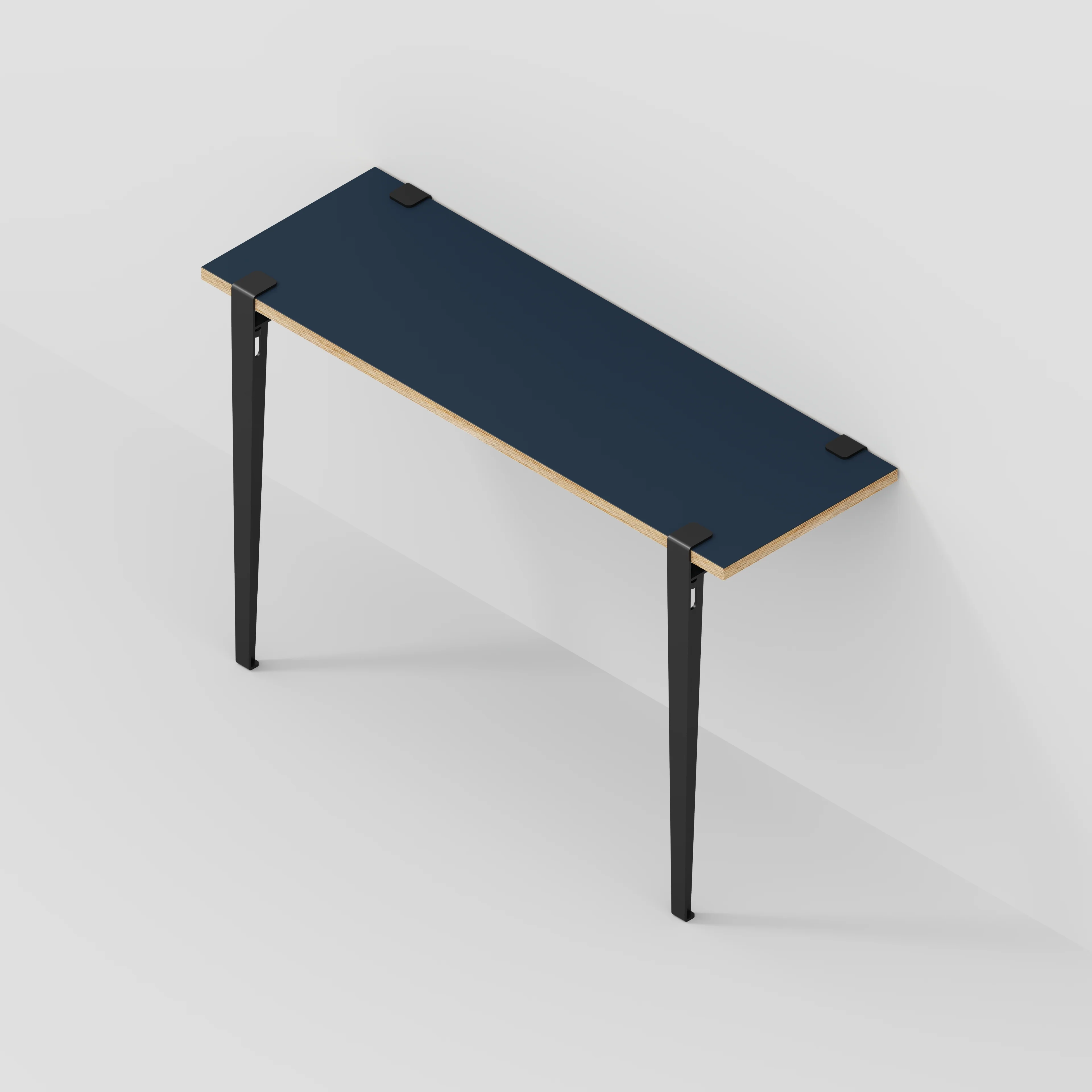Plywood Wall Desk with Black Tiptoe Legs and Tiptoe Wall Brackets - Formica Night Sea Blue - 1200(w) x 400(d) x 750(h) - Image 5