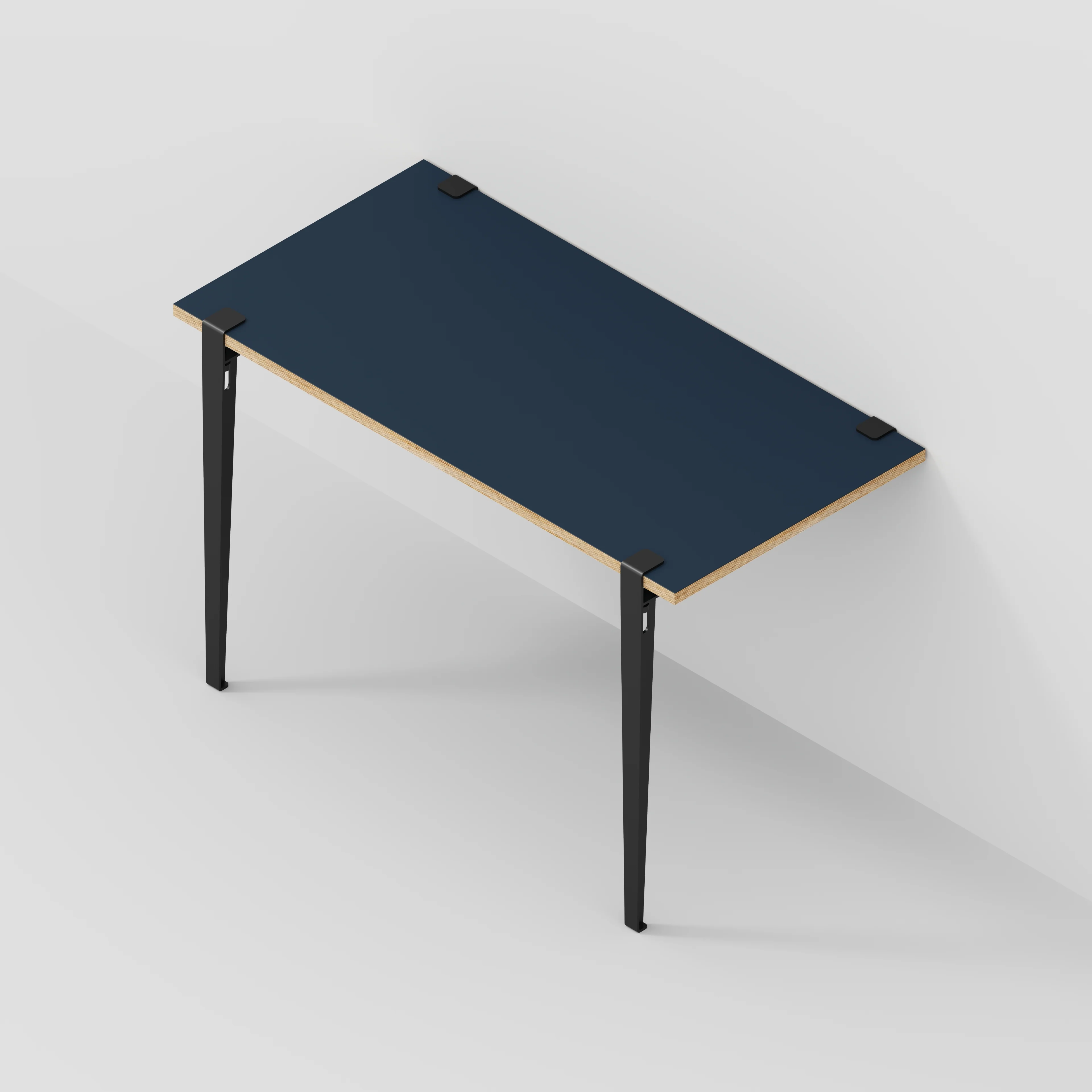 Plywood Wall Desk with Black Tiptoe Legs and Tiptoe Wall Brackets - Formica Night Sea Blue - 1200(w) x 600(d) x 750(h) - Image 5