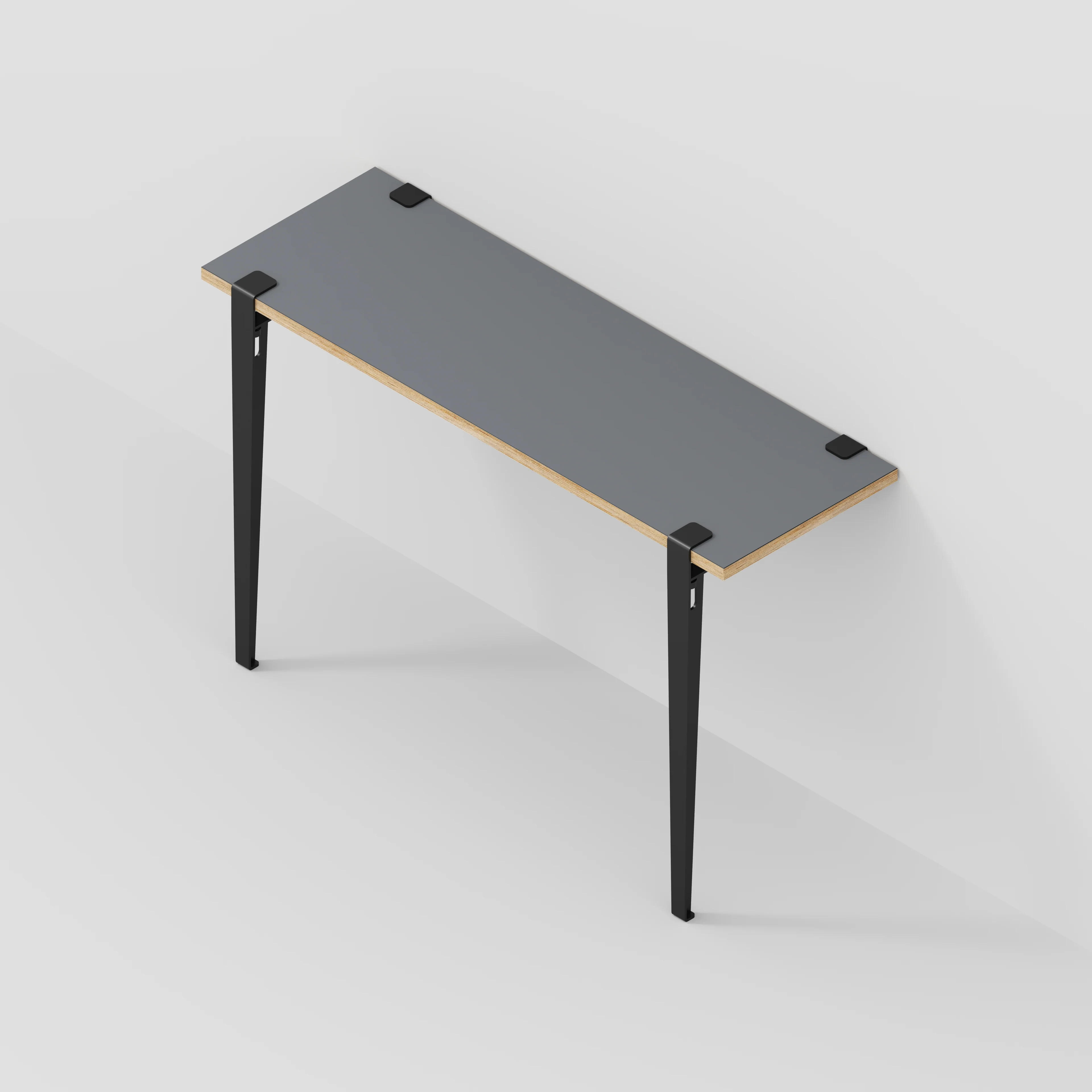 Plywood Wall Desk with Black Tiptoe Legs and Tiptoe Wall Brackets - Formica Tornado Grey - 1200(w) x 400(d) x 750(h) - Image 5