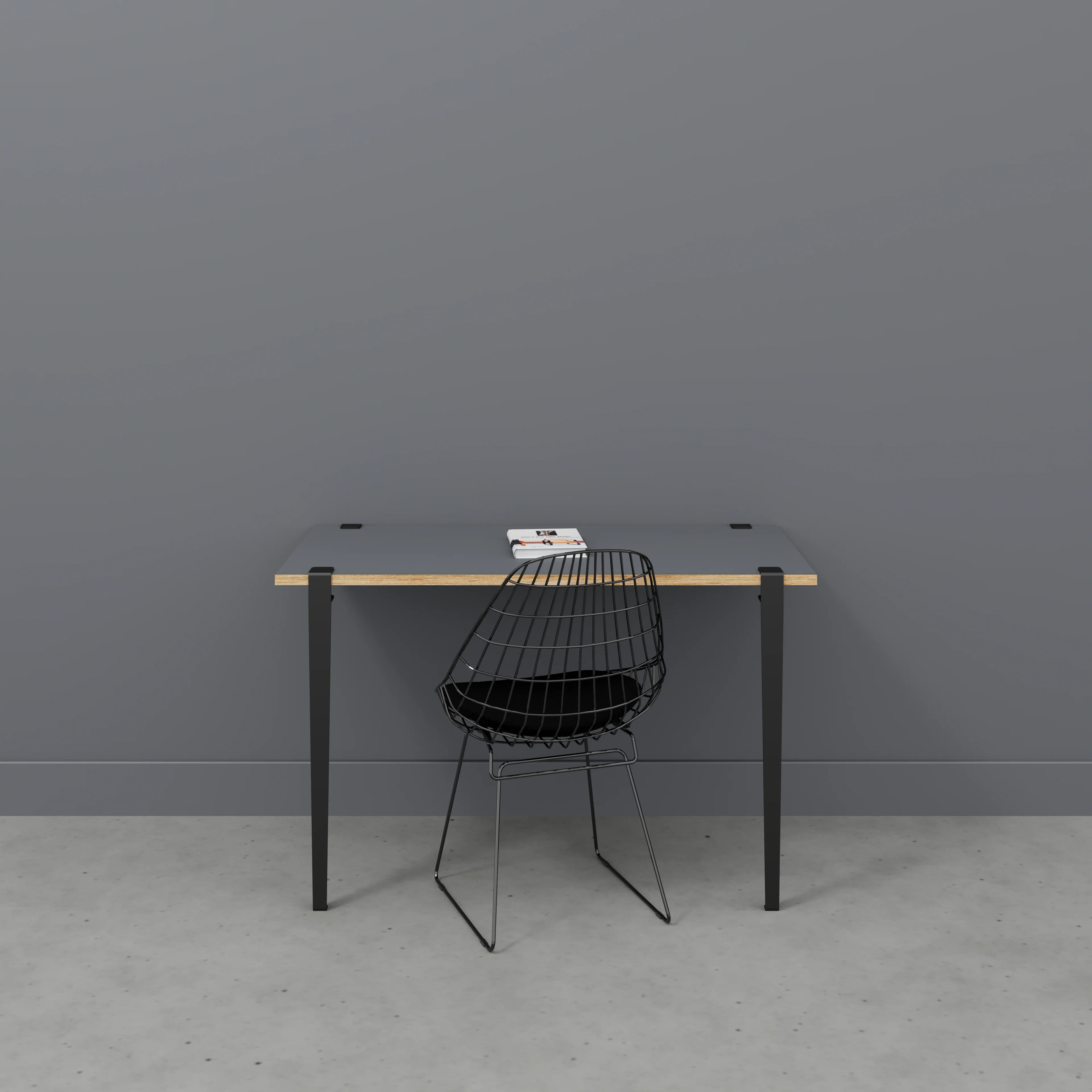 Plywood Wall Desk with Black Tiptoe Legs and Tiptoe Wall Brackets - Formica Tornado Grey - 1200(w) x 600(d) x 750(h) - Image 2