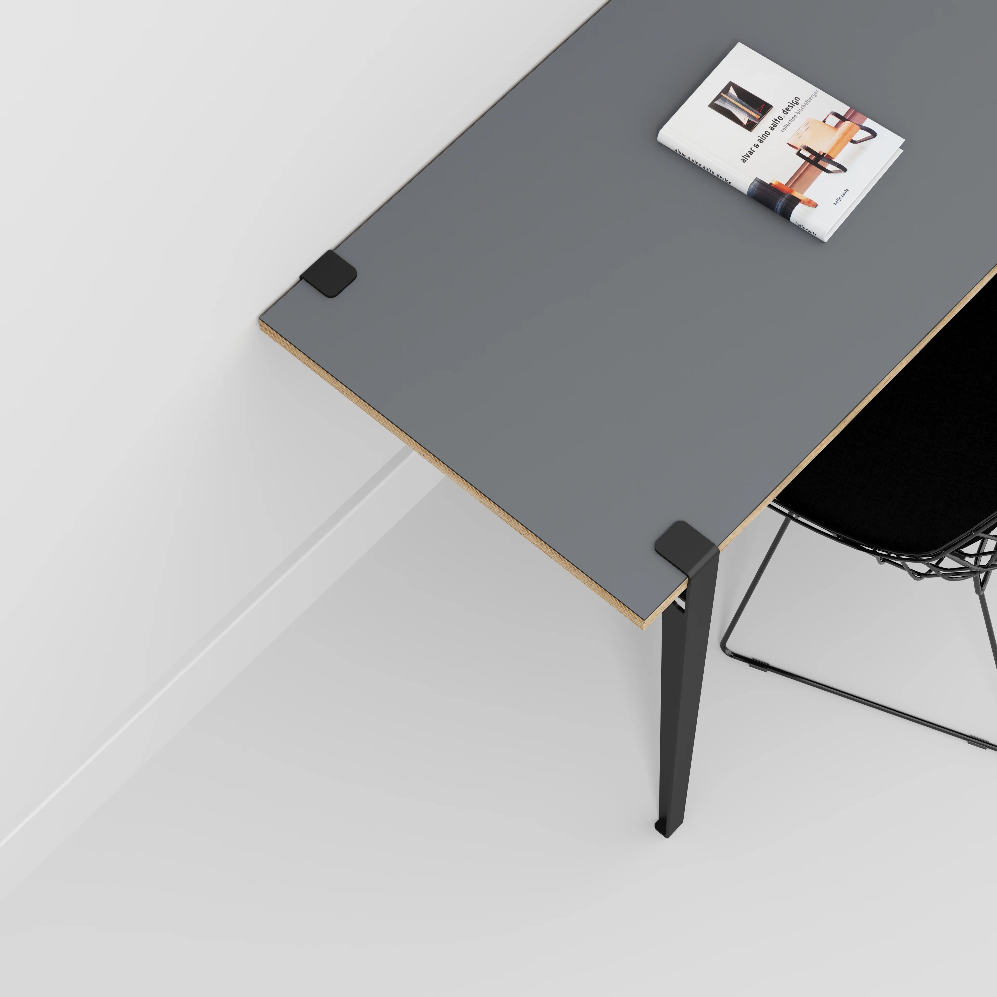 Plywood Wall Desk with Black Tiptoe Legs and Tiptoe Wall Brackets - Formica Tornado Grey - 1200(w) x 600(d) x 750(h) - Image 3