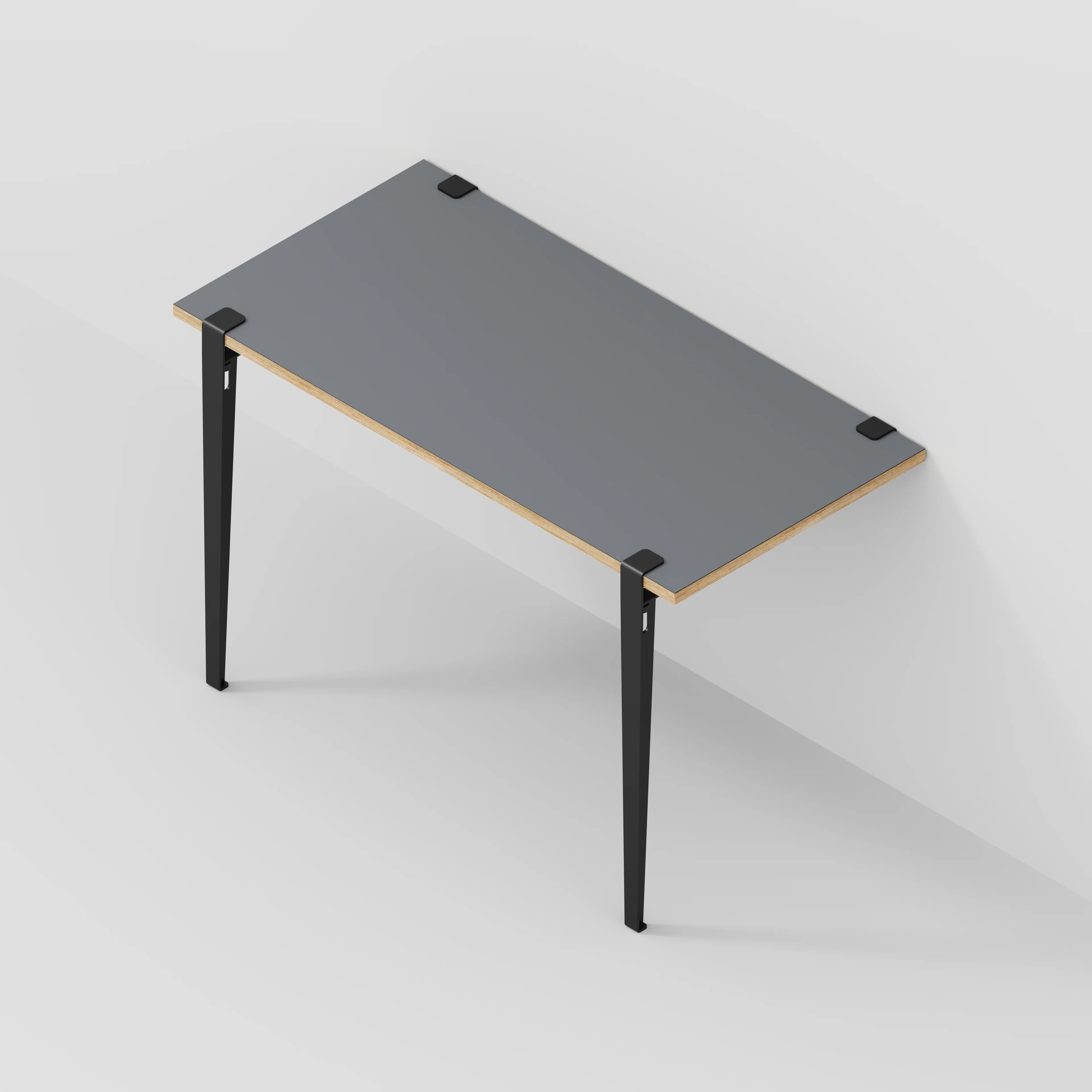 Plywood Wall Desk with Black Tiptoe Legs and Tiptoe Wall Brackets - Formica Tornado Grey - 1200(w) x 600(d) x 750(h) - Image 5