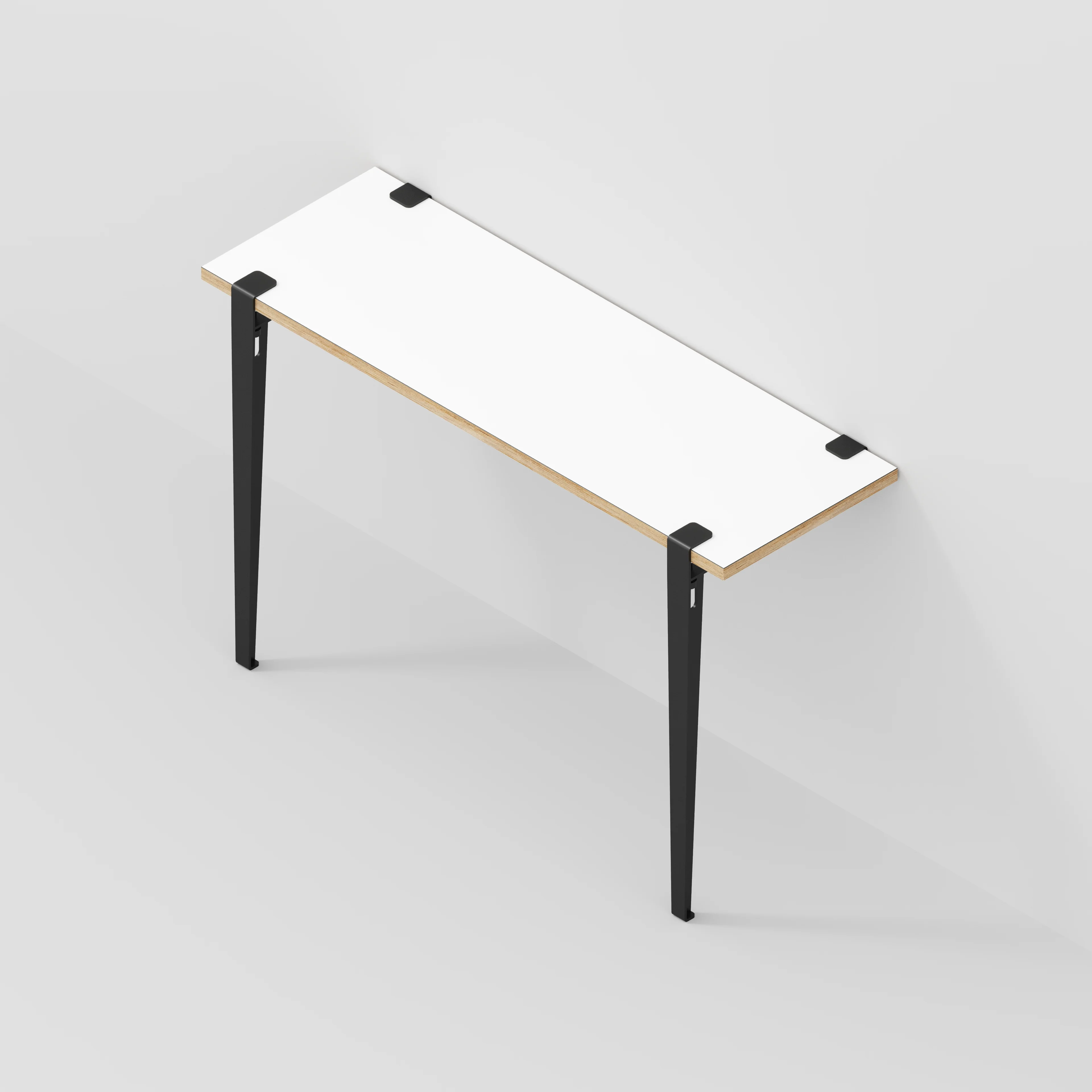 Plywood Wall Desk with Black Tiptoe Legs and Tiptoe Wall Brackets - Formica White - 1200(w) x 400(d) x 750(h) - Image 5