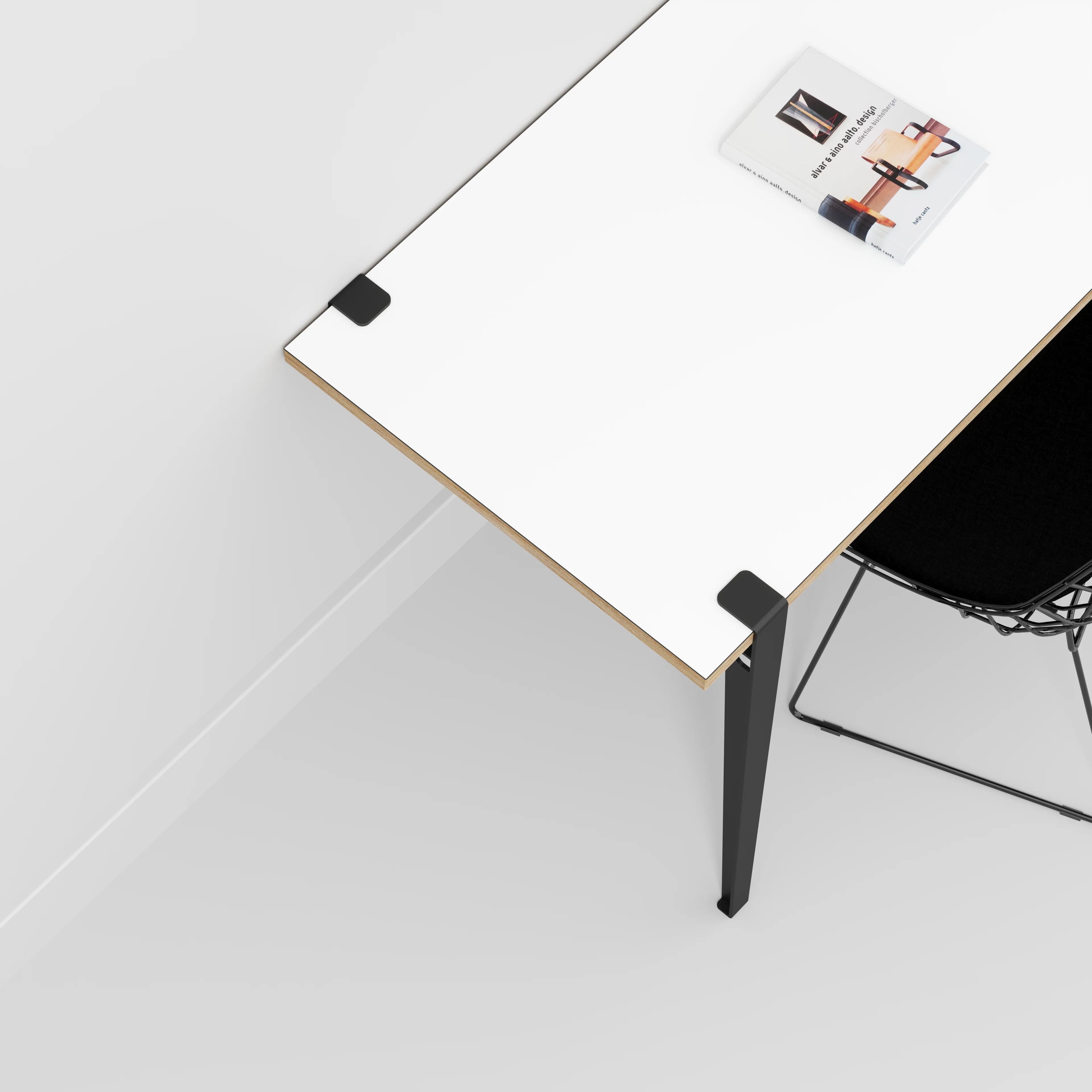 Plywood Wall Desk with Black Tiptoe Legs and Tiptoe Wall Brackets - Formica White - 1200(w) x 600(d) x 750(h) - Image 3