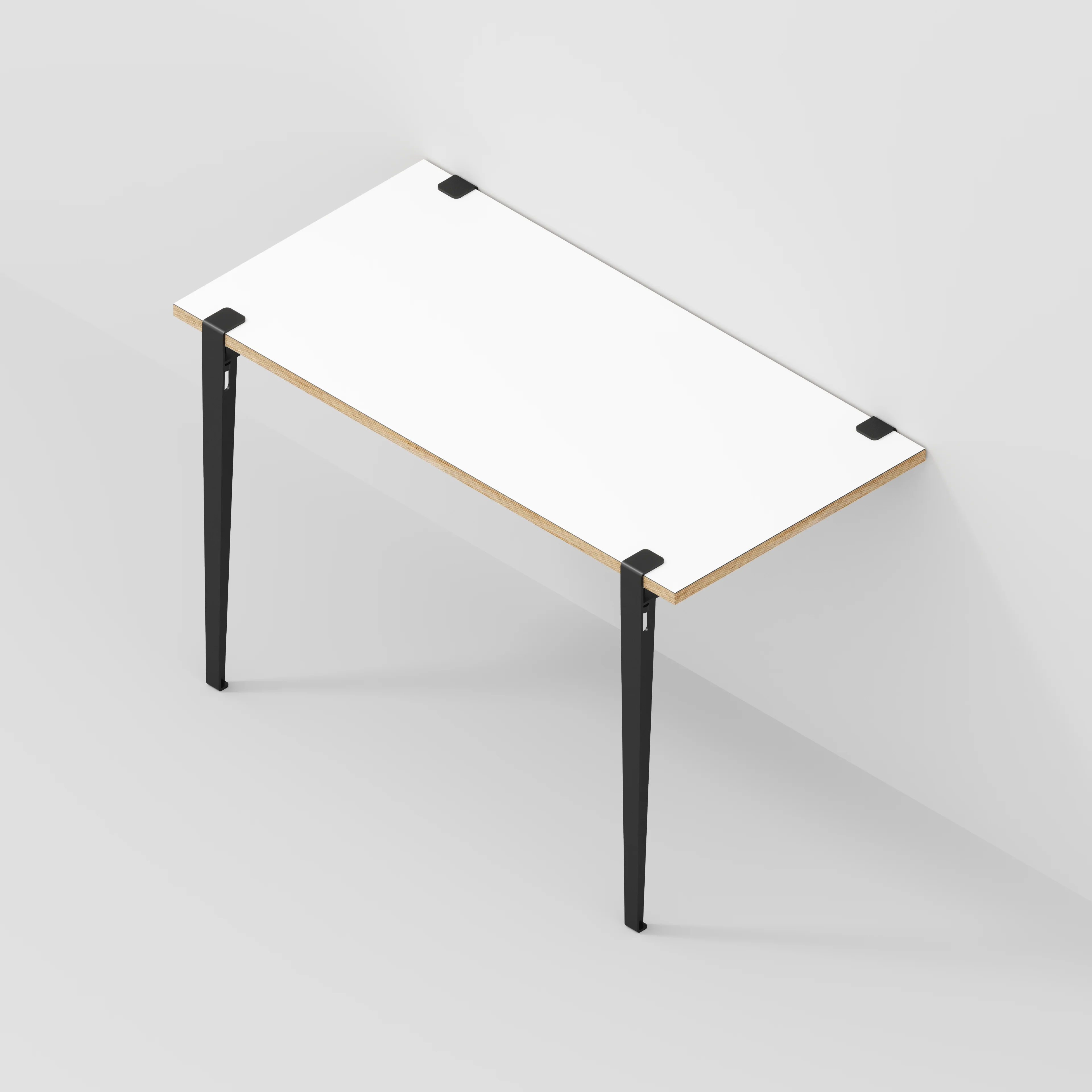 Plywood Wall Desk with Black Tiptoe Legs and Tiptoe Wall Brackets - Formica White - 1200(w) x 600(d) x 750(h) - Image 5