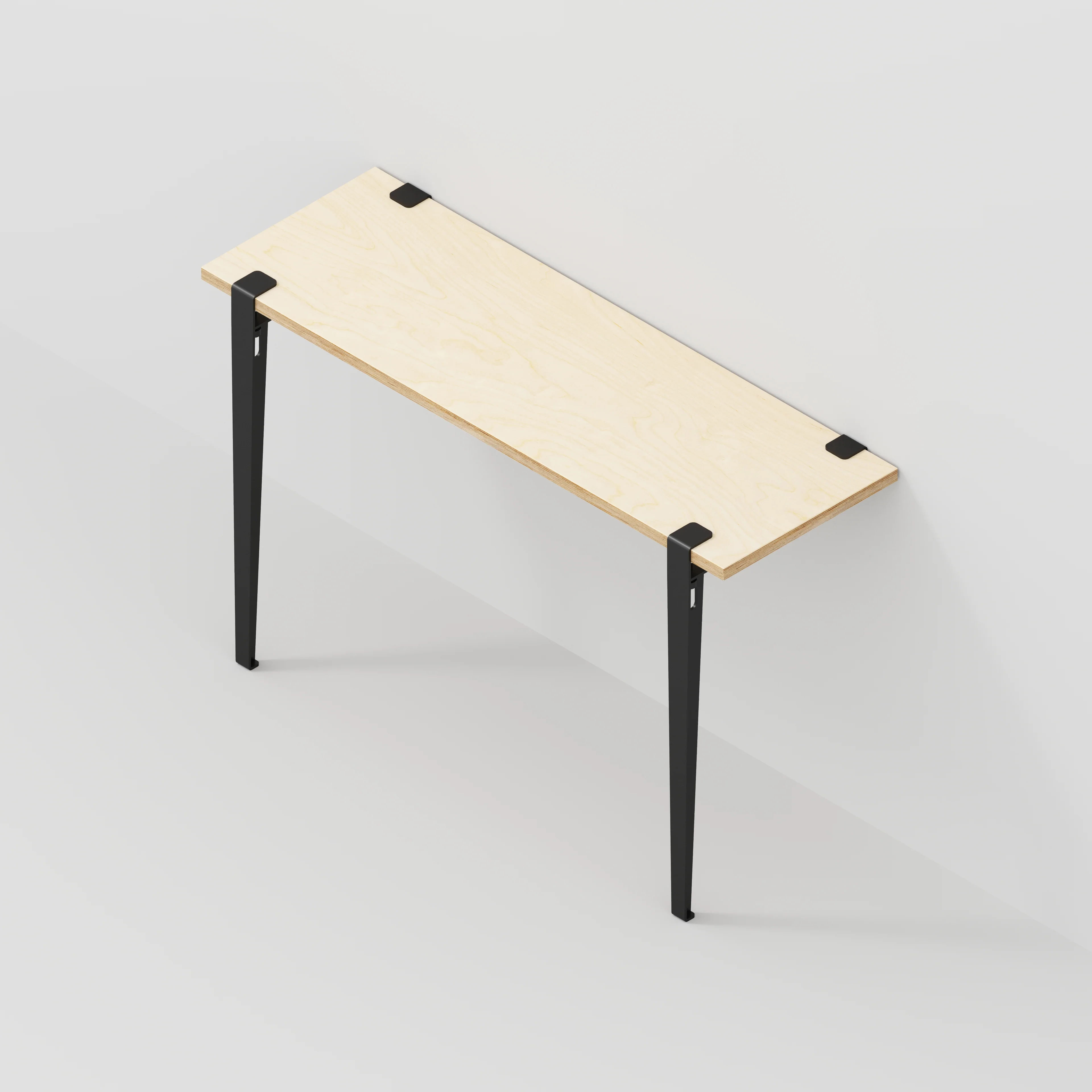 Plywood Wall Desk with Black Tiptoe Legs and Tiptoe Wall Brackets - Plywood Birch - 1200(w) x 400(d) x 750(h) - Image 5