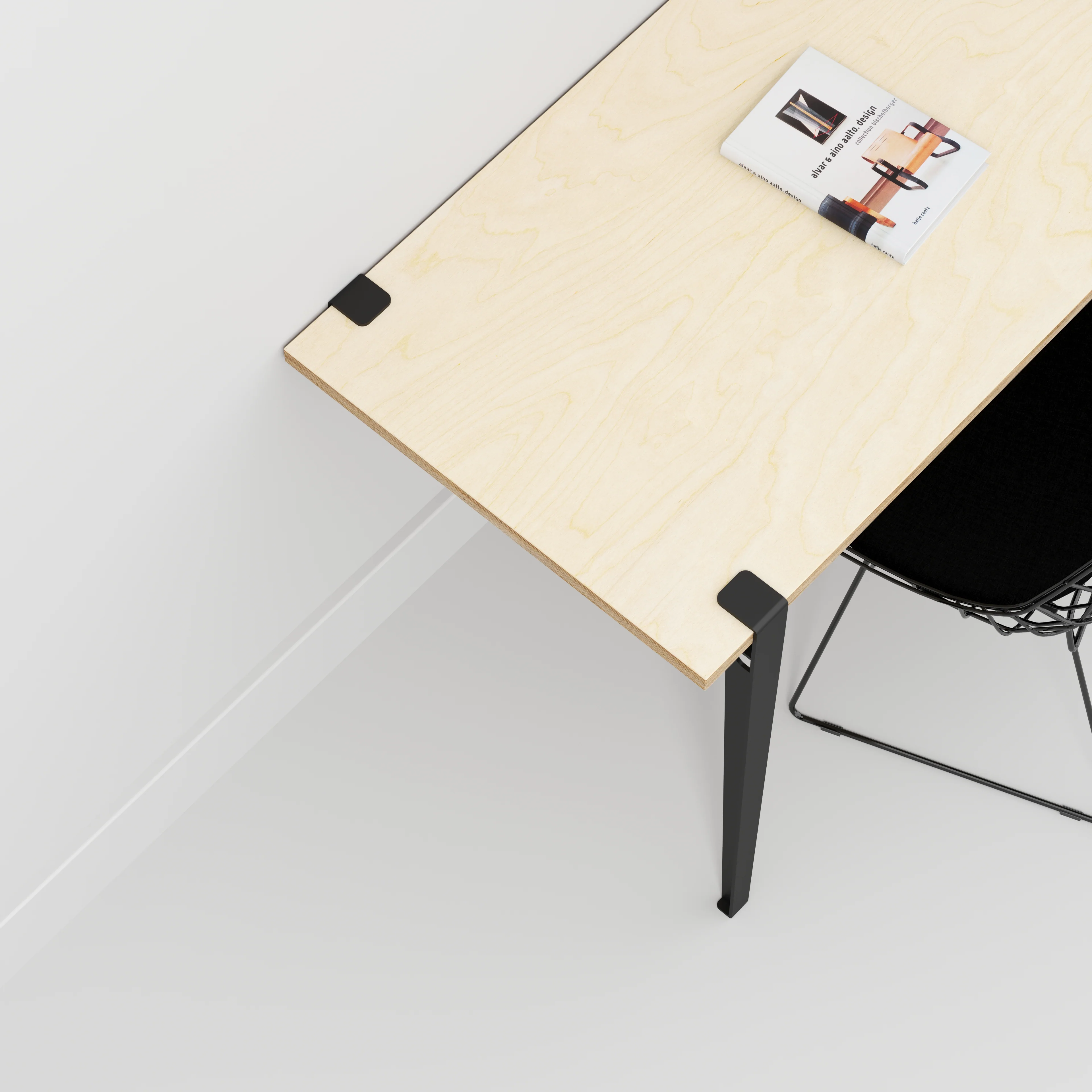 Plywood Wall Desk with Black Tiptoe Legs and Tiptoe Wall Brackets - Plywood Birch - 1200(w) x 600(d) x 750(h) - Image 3