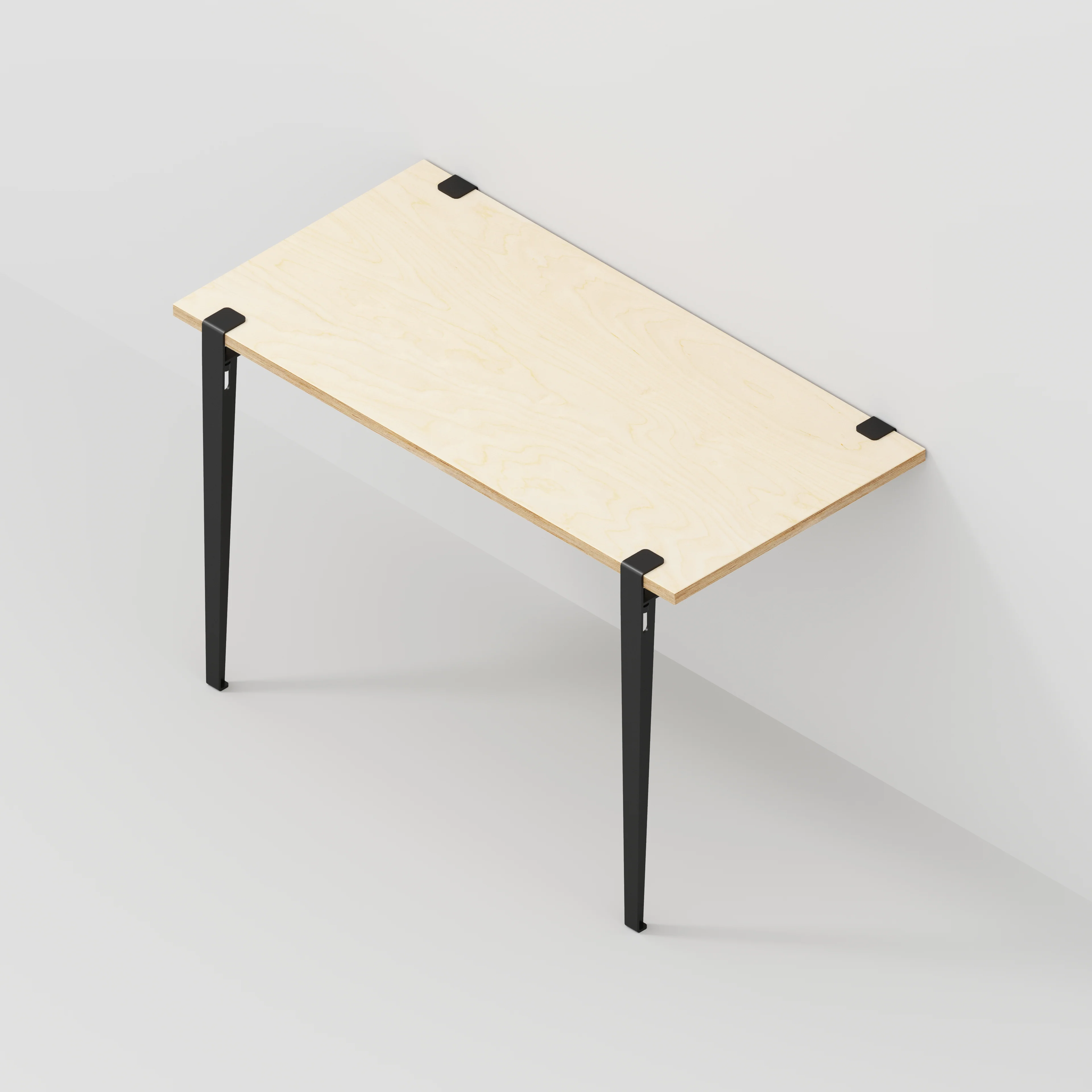 Plywood Wall Desk with Black Tiptoe Legs and Tiptoe Wall Brackets - Plywood Birch - 1200(w) x 600(d) x 750(h) - Image 5