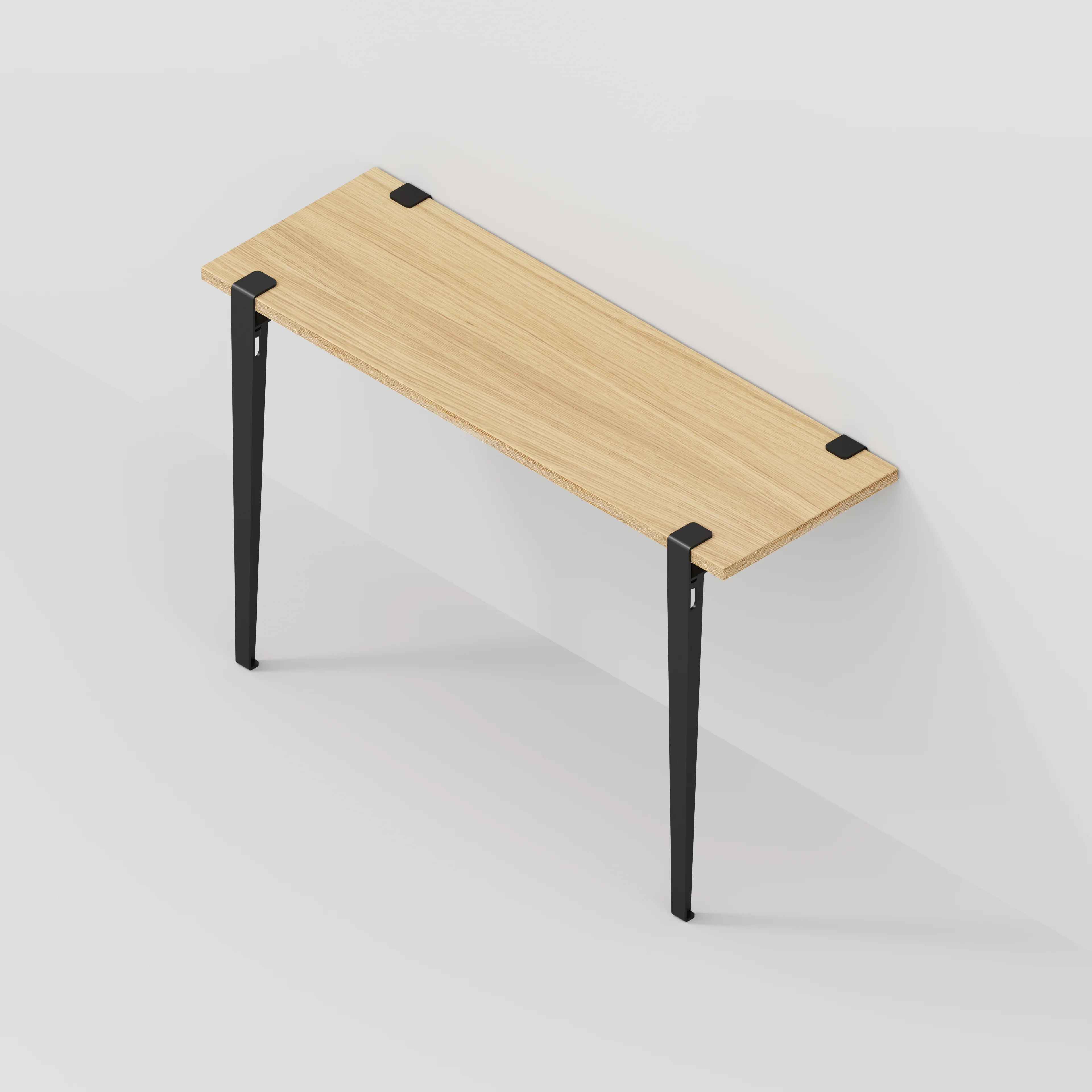 Plywood Wall Desk with Black Tiptoe Legs and Tiptoe Wall Brackets - Plywood Oak - 1200(w) x 400(d) x 750(h) - Image 5