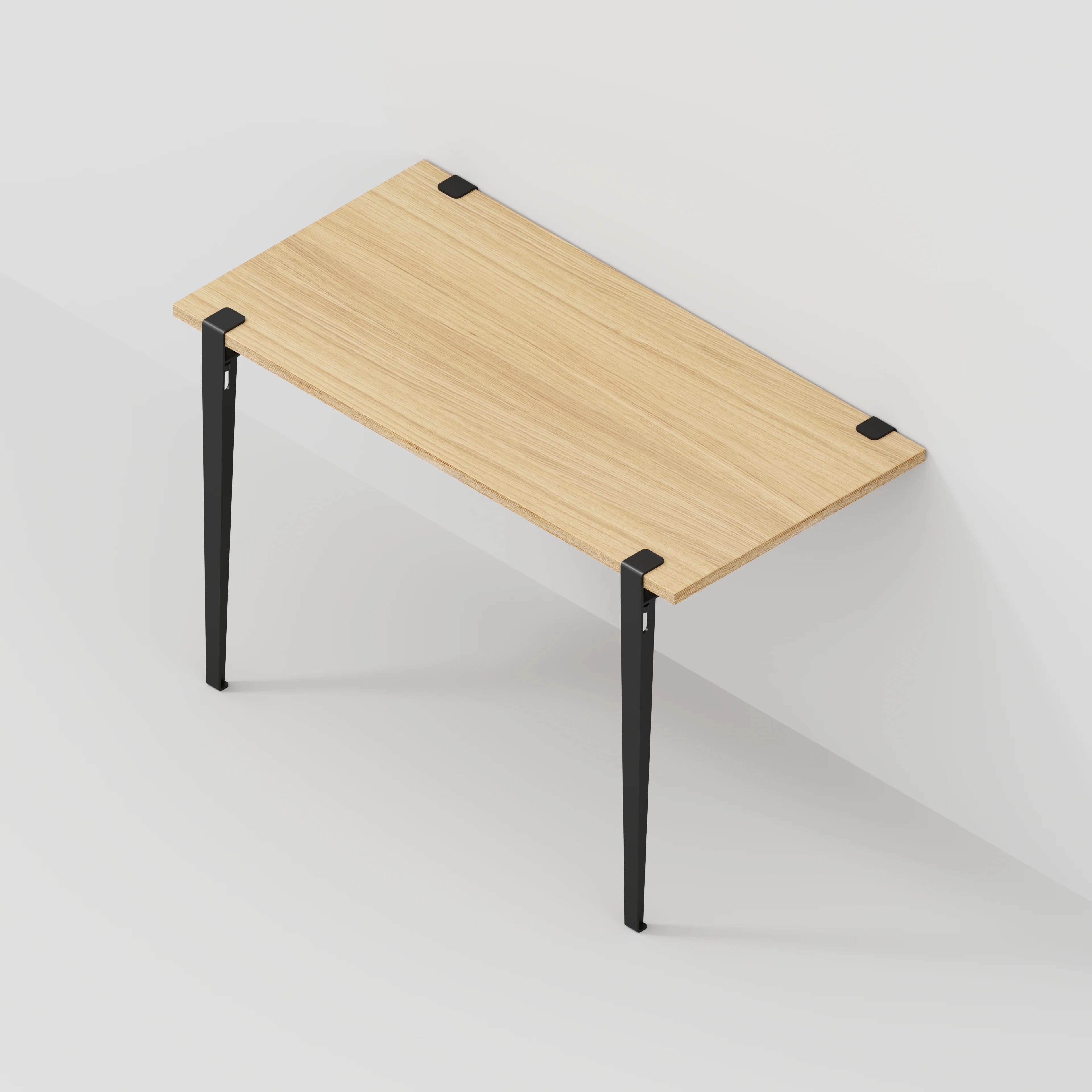 Plywood Wall Desk with Black Tiptoe Legs and Tiptoe Wall Brackets - Plywood Oak - 1200(w) x 600(d) x 750(h) - Image 5
