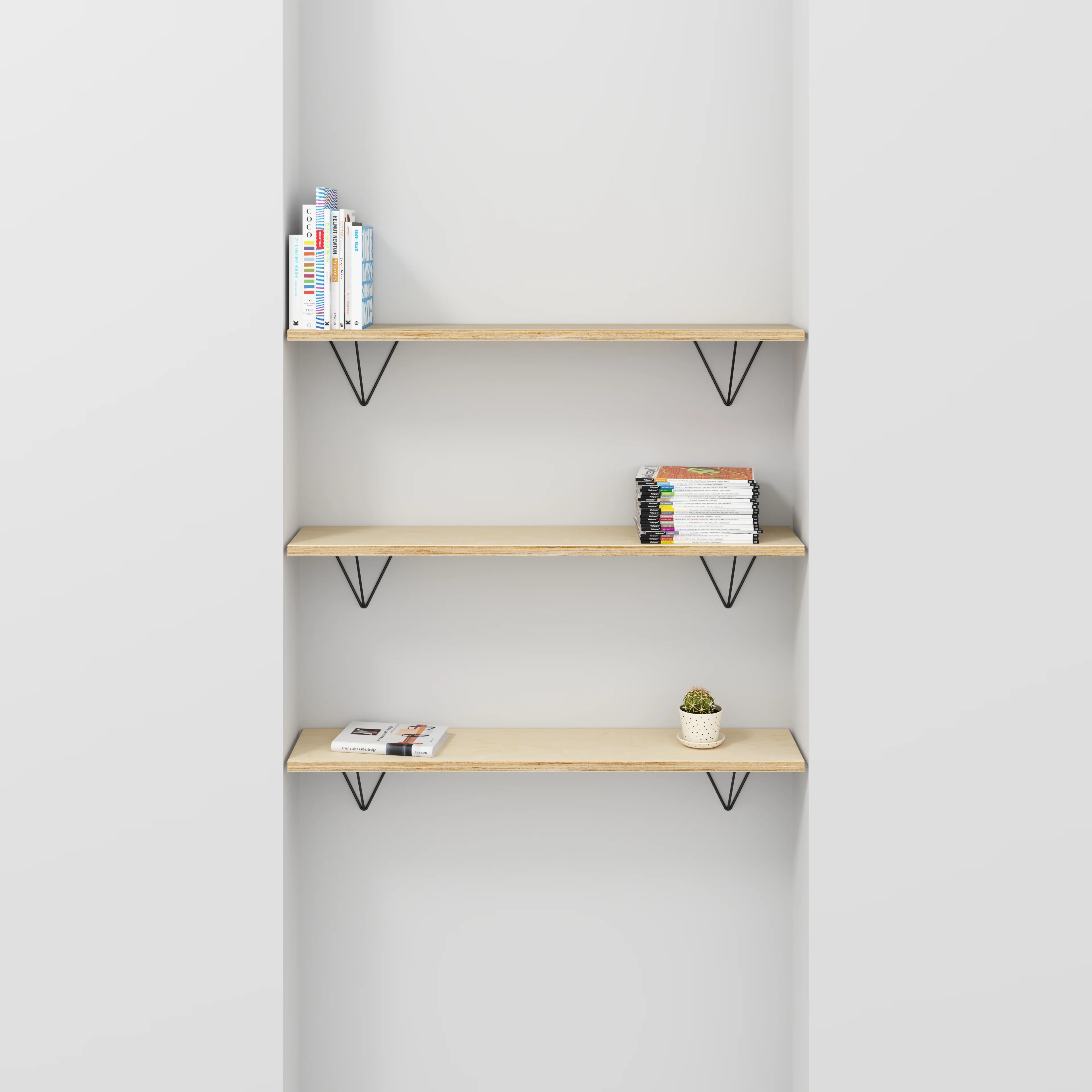 Plywood Wall Shelf with Prism Brackets - Plywood Birch - 1200(w) x 250(d) - Image 2