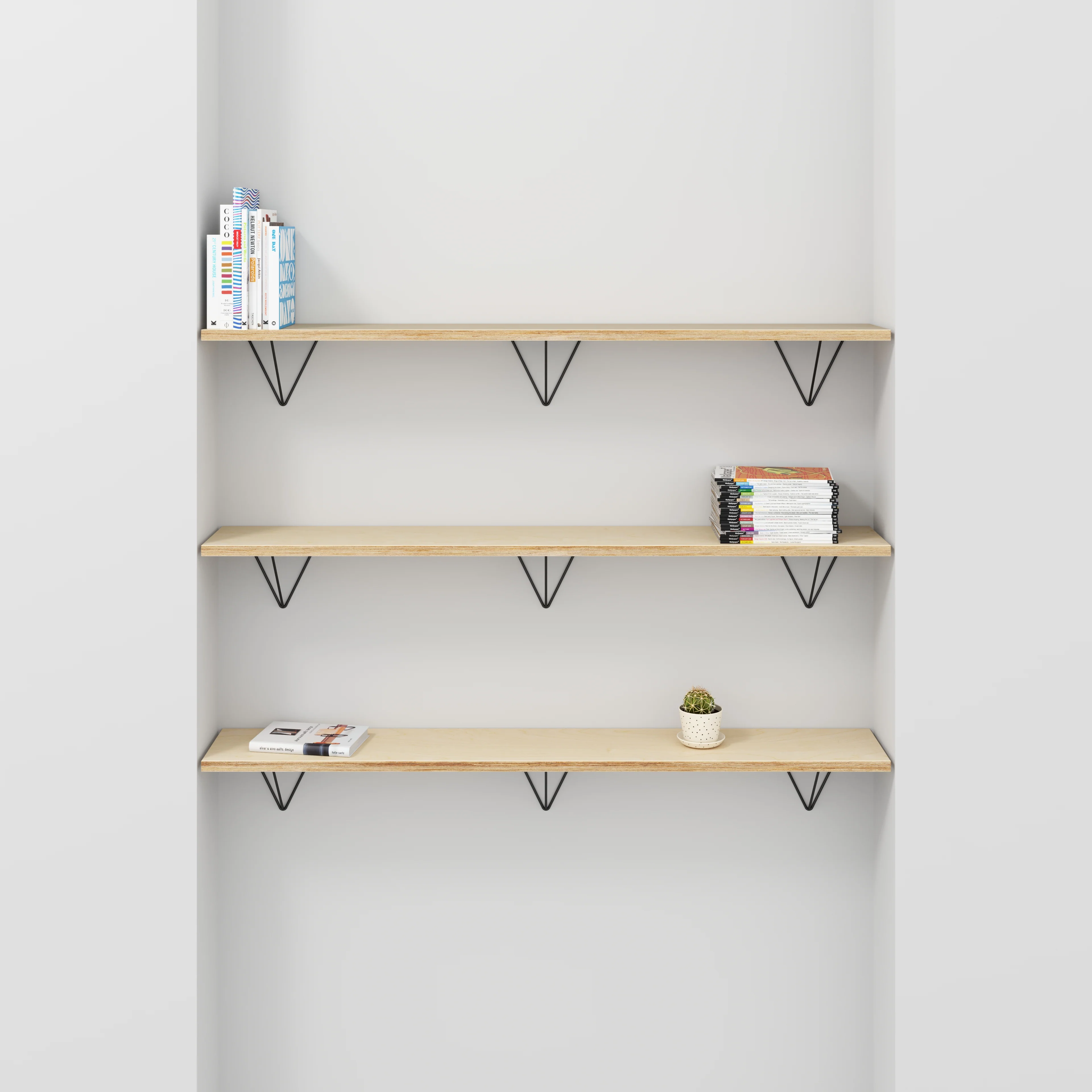 Plywood Wall Shelf with Prism Brackets - Plywood Birch - 1600(w) x 250(d) - Image 2