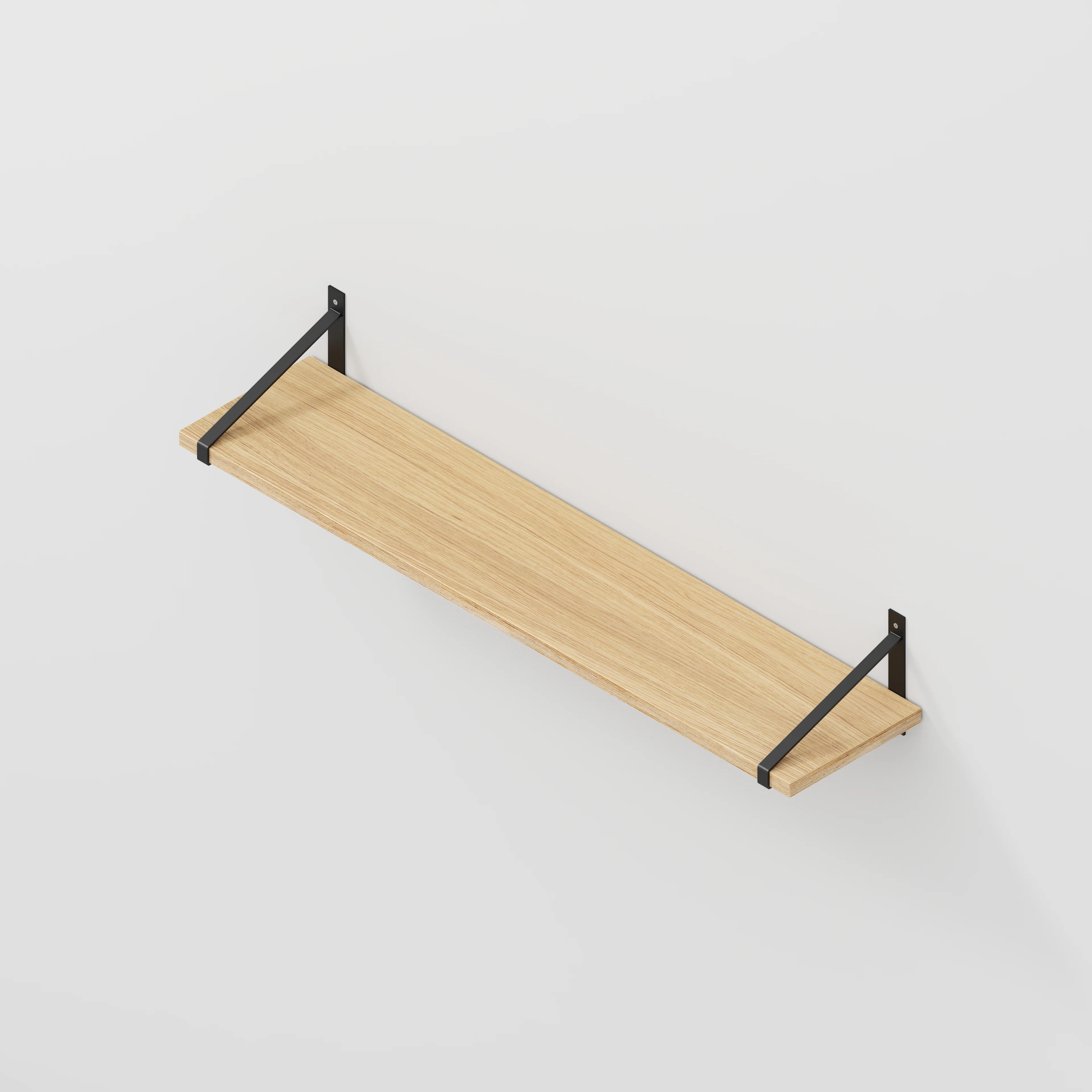 Plywood Wall Shelf with Suspense Brackets - Plywood Oak - 1200(w) x 260(d) - Image 5