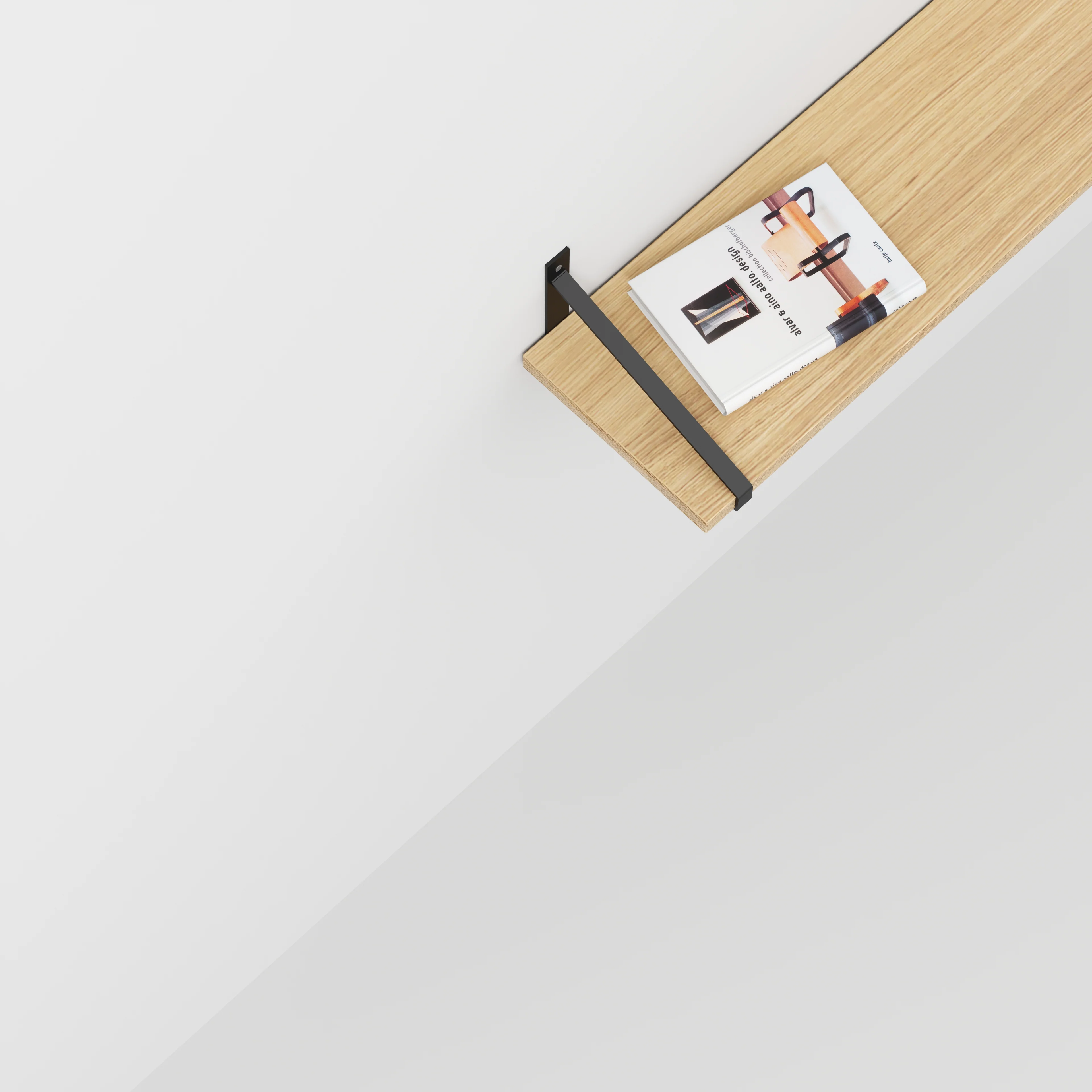 Plywood Wall Shelf with Suspense Brackets - Plywood Oak - 1600(w) x 260(d) - Image 3