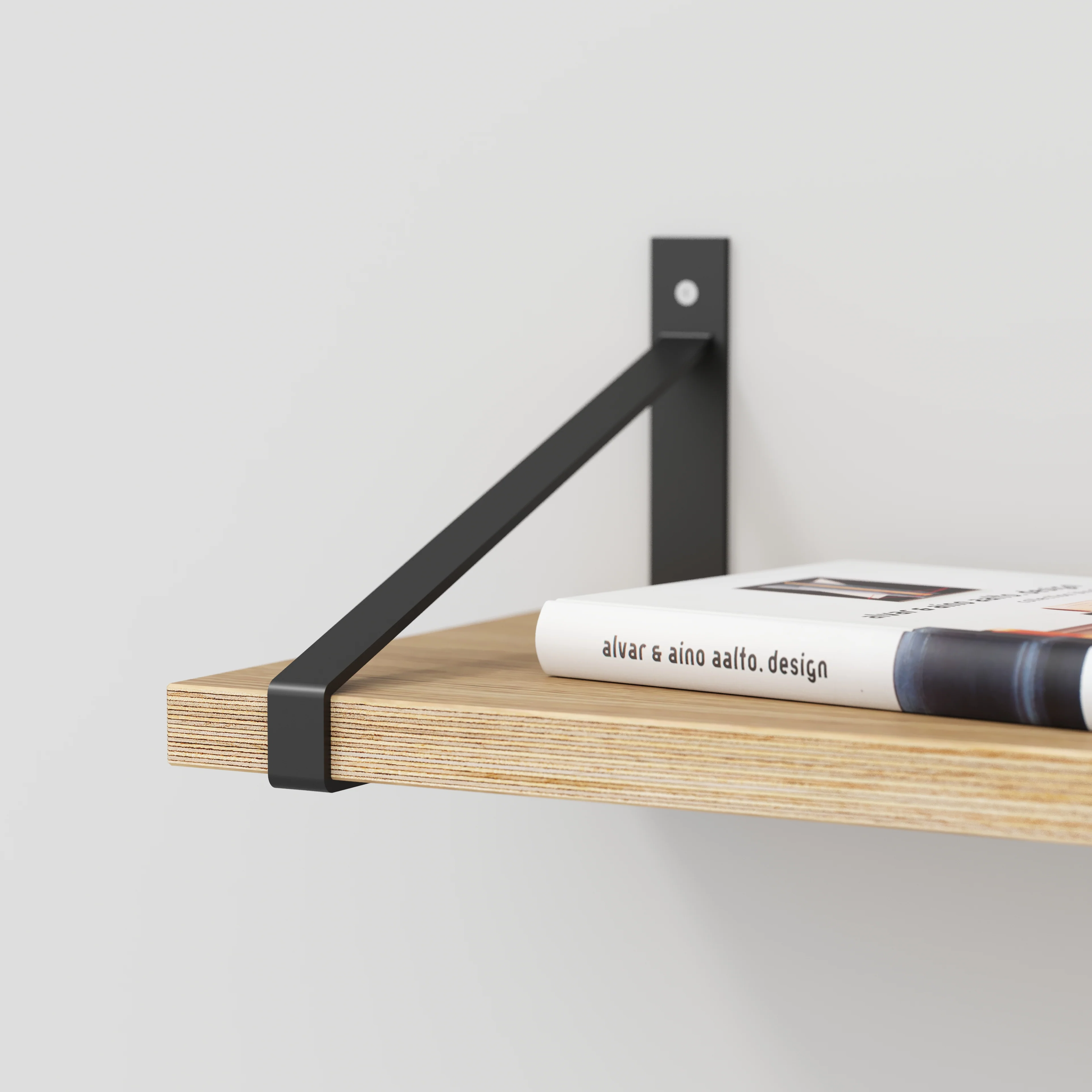 Plywood Wall Shelf with Suspense Brackets - Plywood Oak - 1600(w) x 260(d) - Image 4