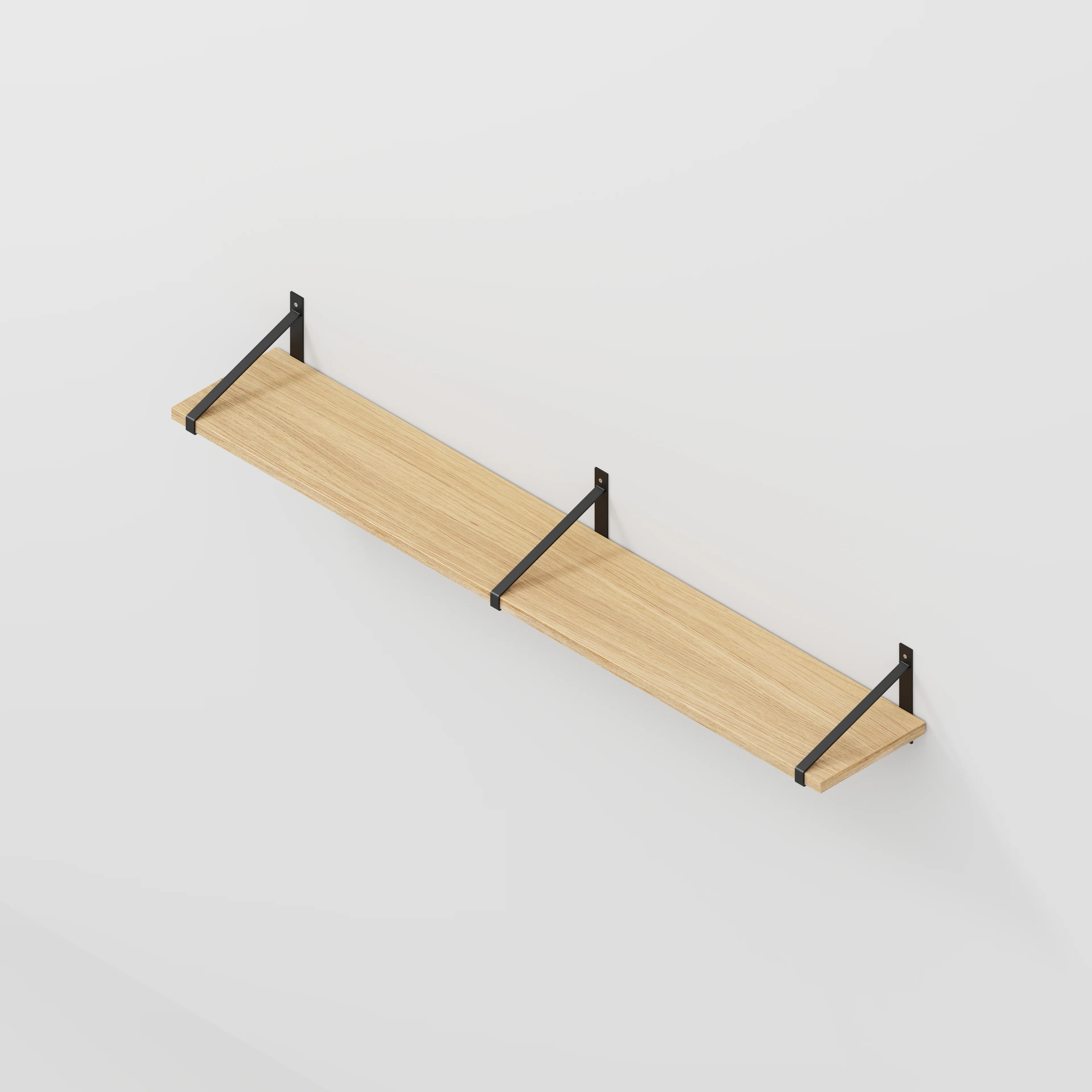 Plywood Wall Shelf with Suspense Brackets - Plywood Oak - 1600(w) x 260(d) - Image 5