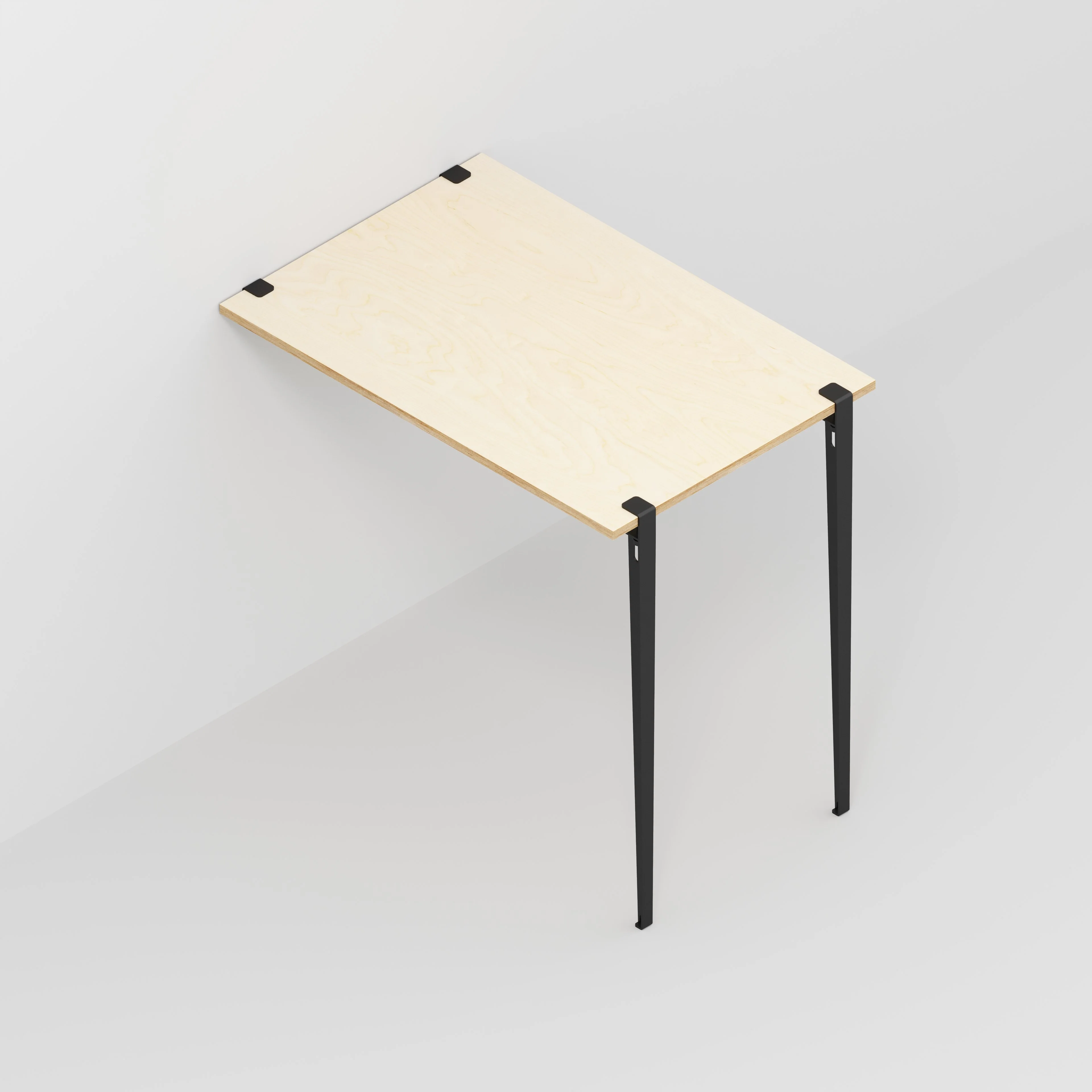 Plywood Wall Table with Black Tiptoe Legs and Brackets - Plywood Birch - 1200(w) x 800(d) x 1100(h) - Image 5