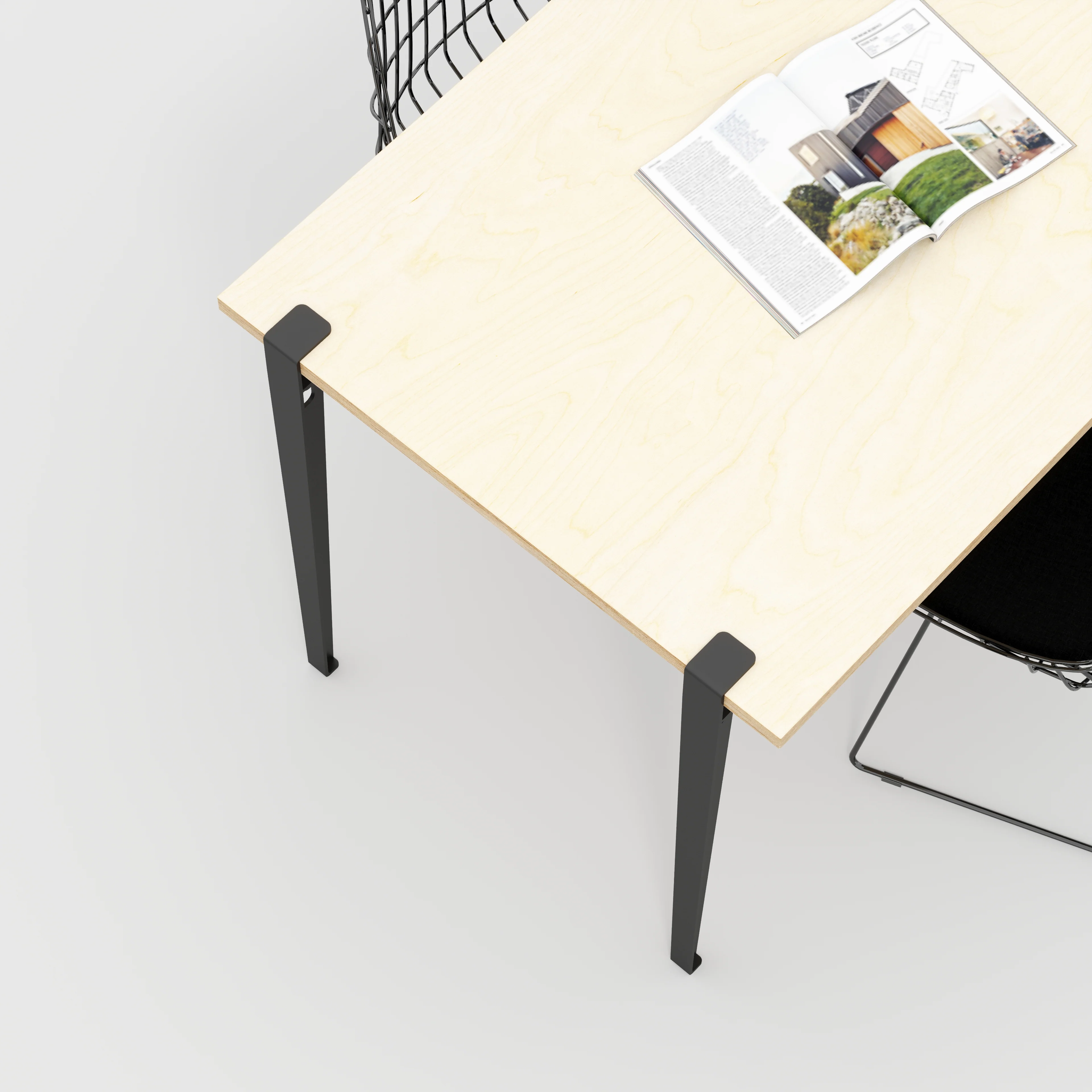 Plywood Wall Table with Black Tiptoe Legs and Brackets - Plywood Birch - 1200(w) x 800(d) x 750(h) - Image 3