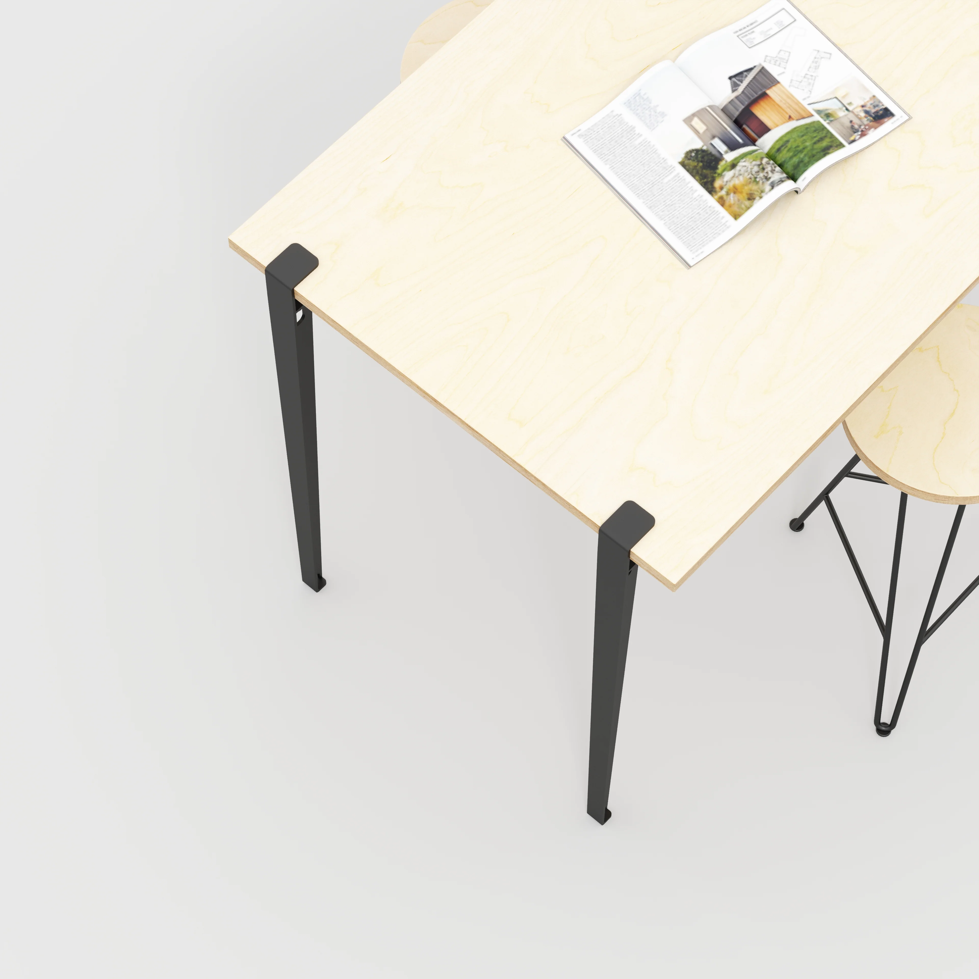 Plywood Wall Table with Black Tiptoe Legs and Brackets - Plywood Birch - 1200(w) x 800(d) x 900(h) - Image 3