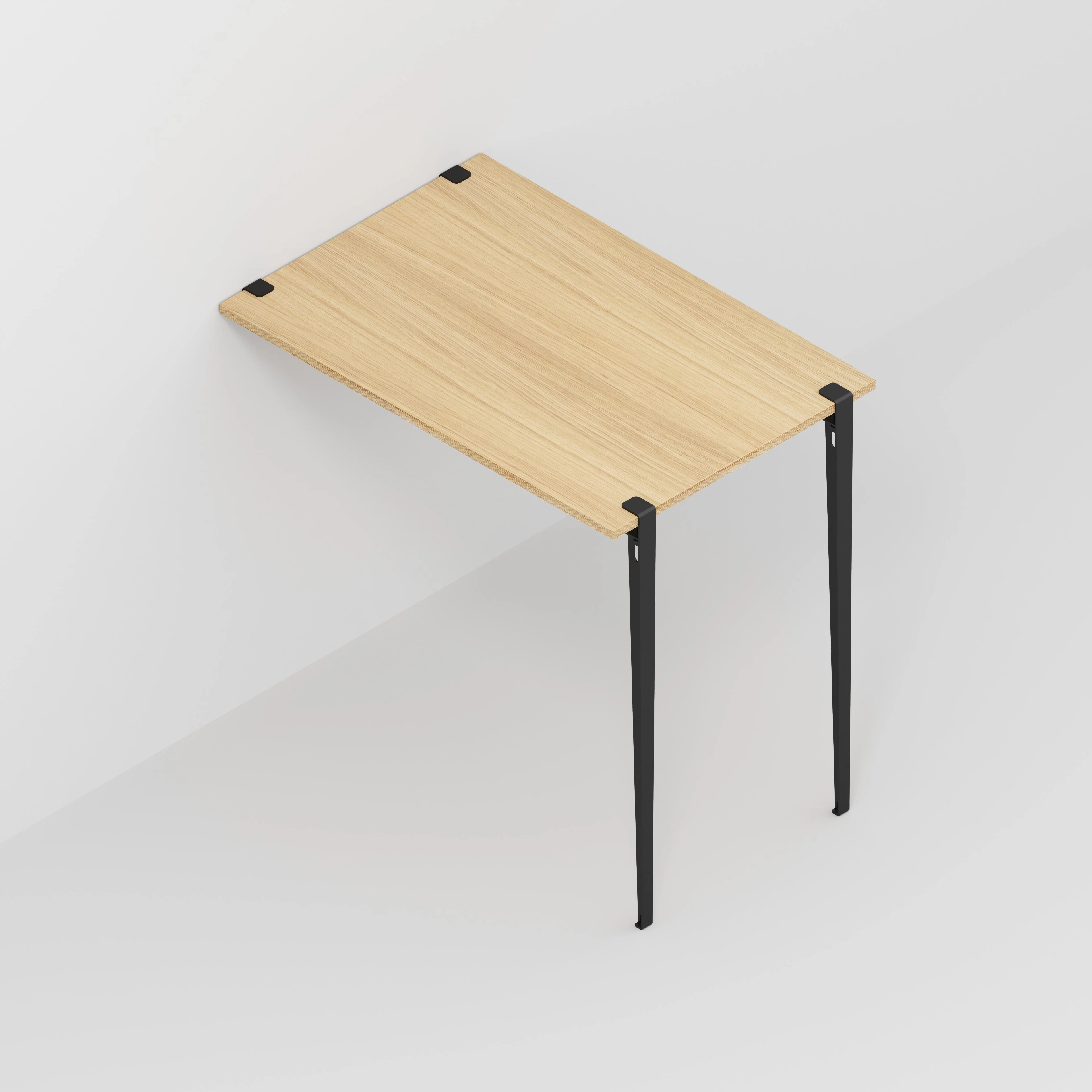 Plywood Wall Table with Black Tiptoe Legs and Brackets - Plywood Oak - 1200(w) x 800(d) x 1100(h) - Image 5