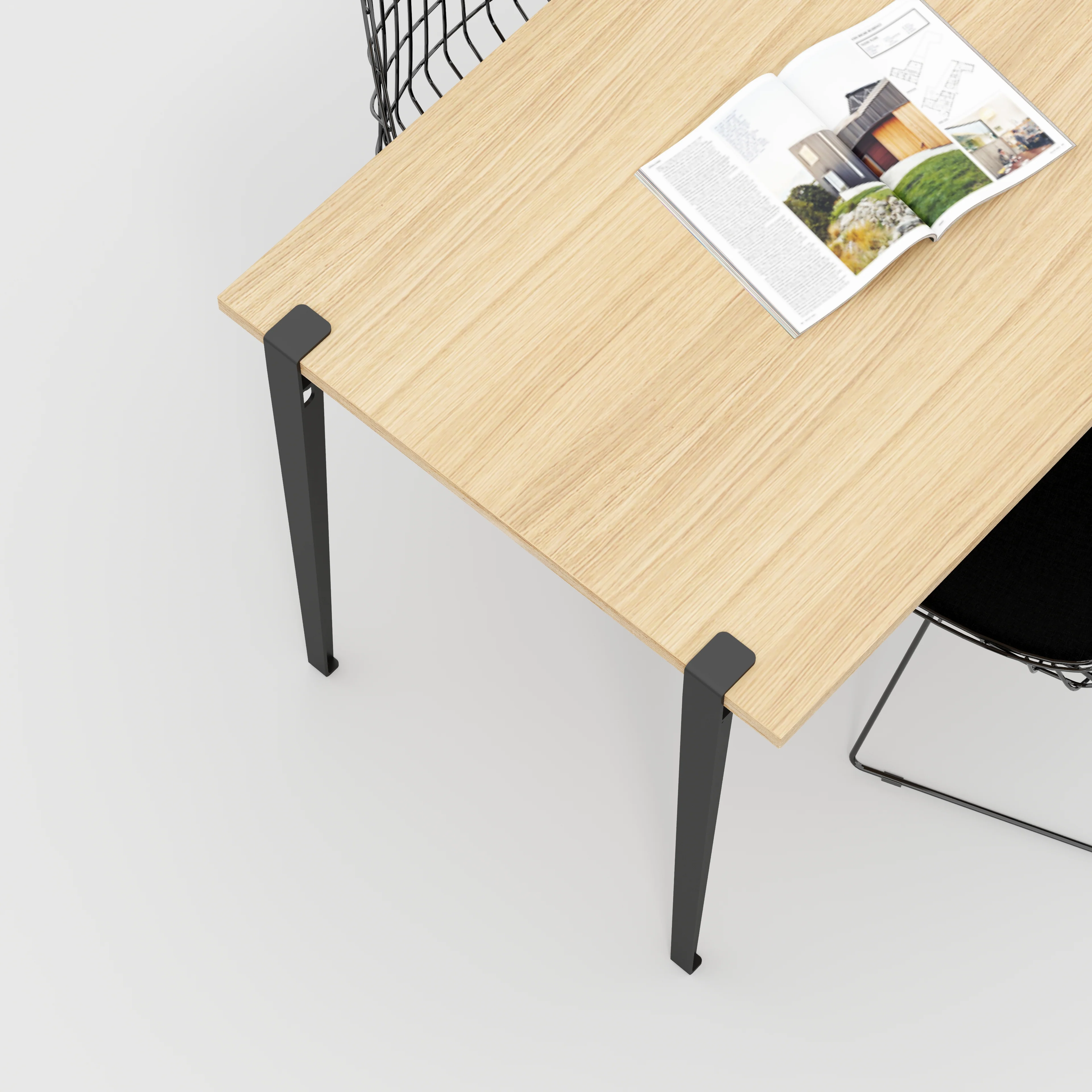 Plywood Wall Table with Black Tiptoe Legs and Brackets - Plywood Oak - 1200(w) x 800(d) x 750(h) - Image 3