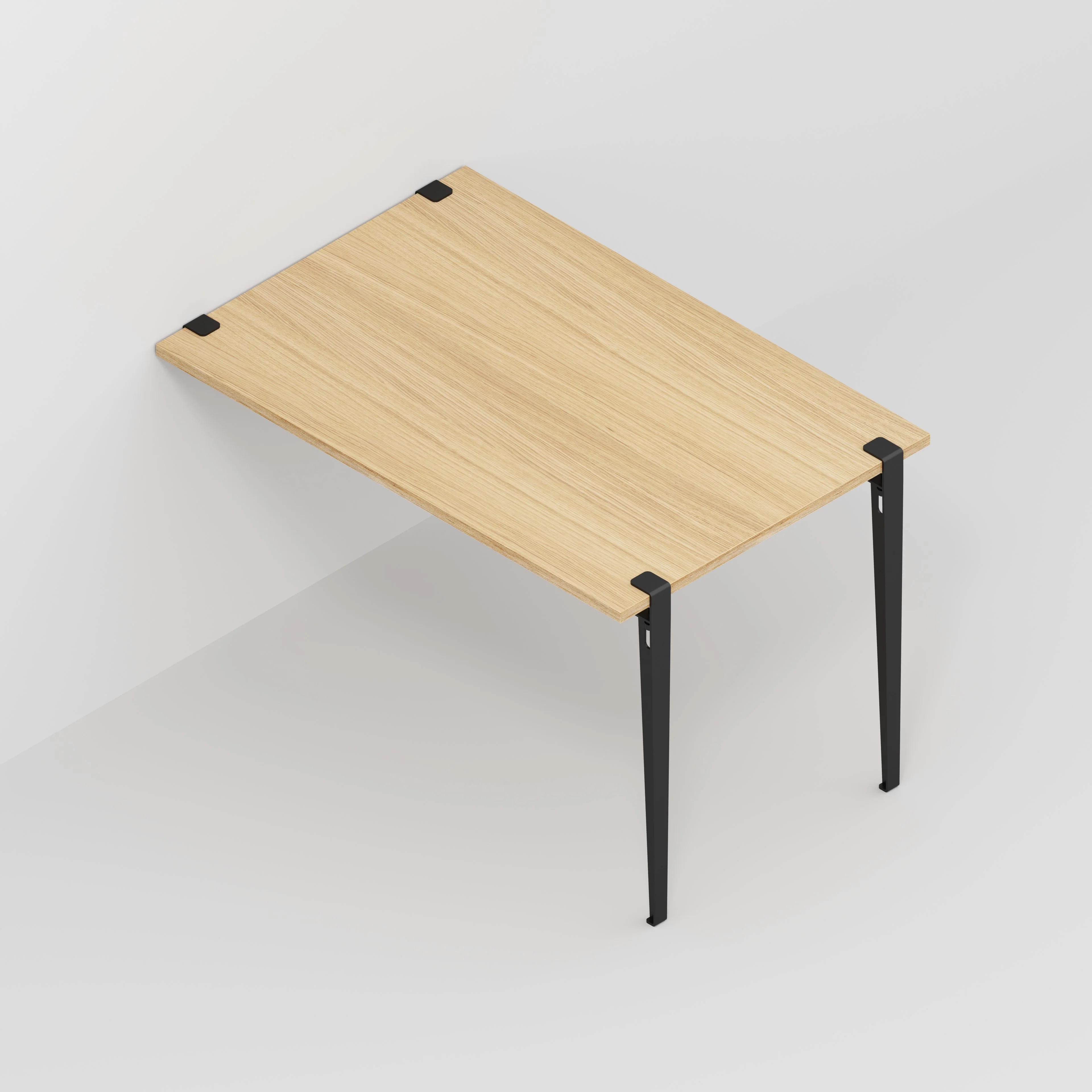 Plywood Wall Table with Black Tiptoe Legs and Brackets - Plywood Oak - 1200(w) x 800(d) x 750(h) - Image 5
