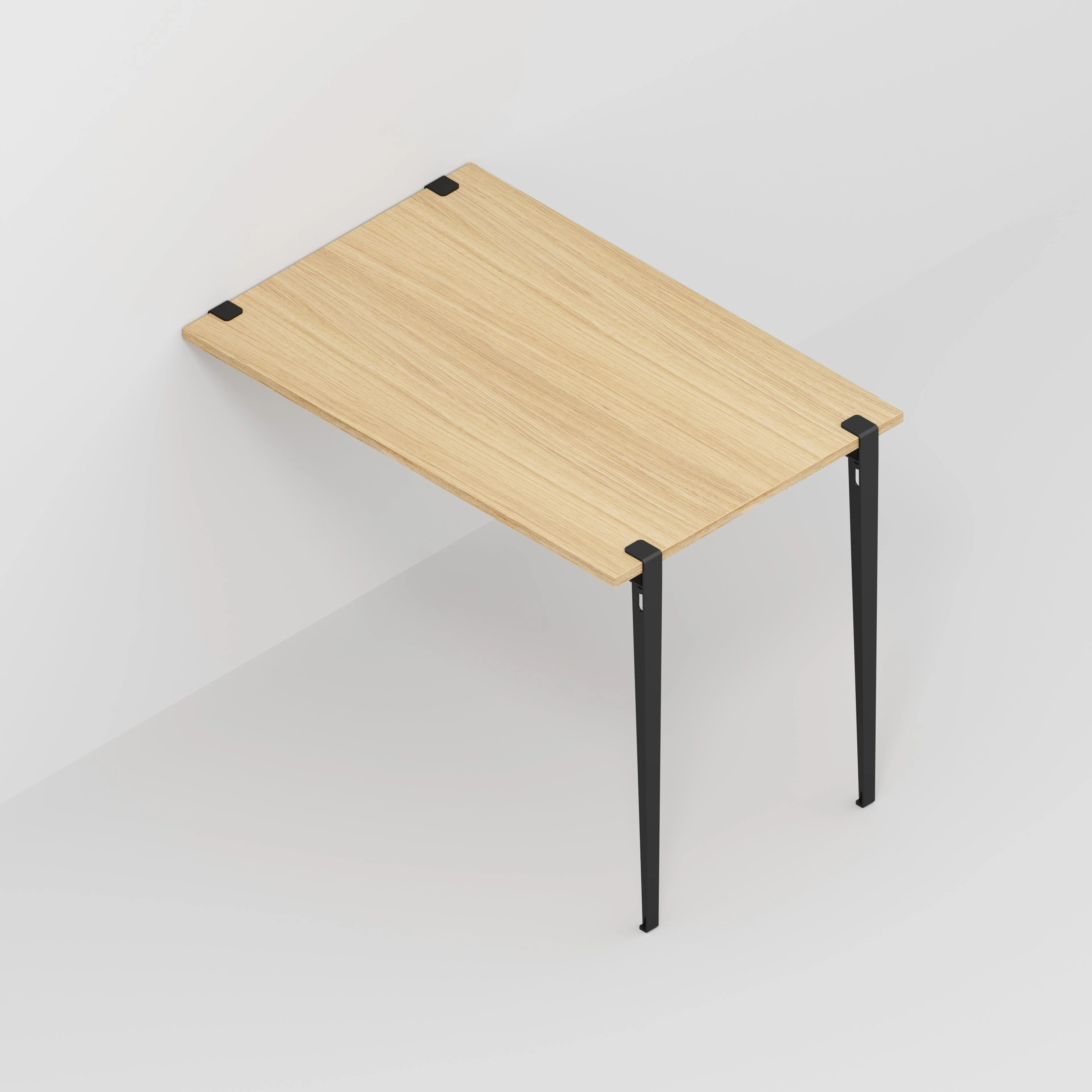 Plywood Wall Table with Black Tiptoe Legs and Brackets - Plywood Oak - 1200(w) x 800(d) x 900(h) - Image 5